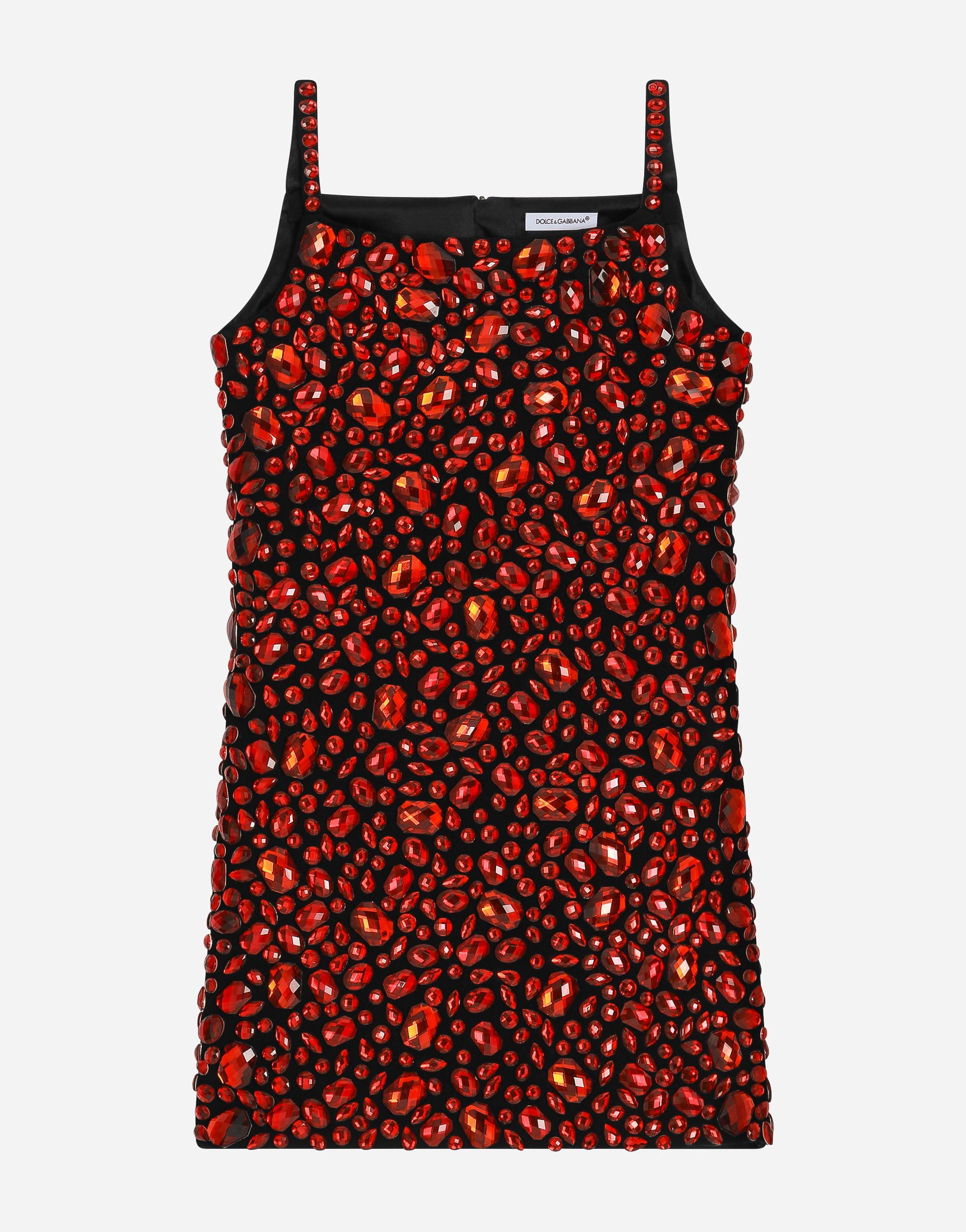 Dolce & Gabbana Sleeveless Dress With Fusible Rhinestones In Multicolor