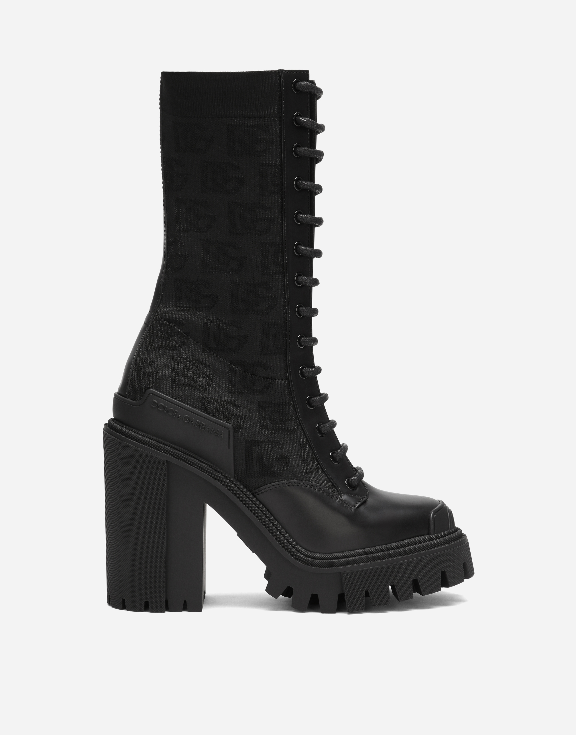 Stretch mesh ankle boots with all-over DG logo in Black
