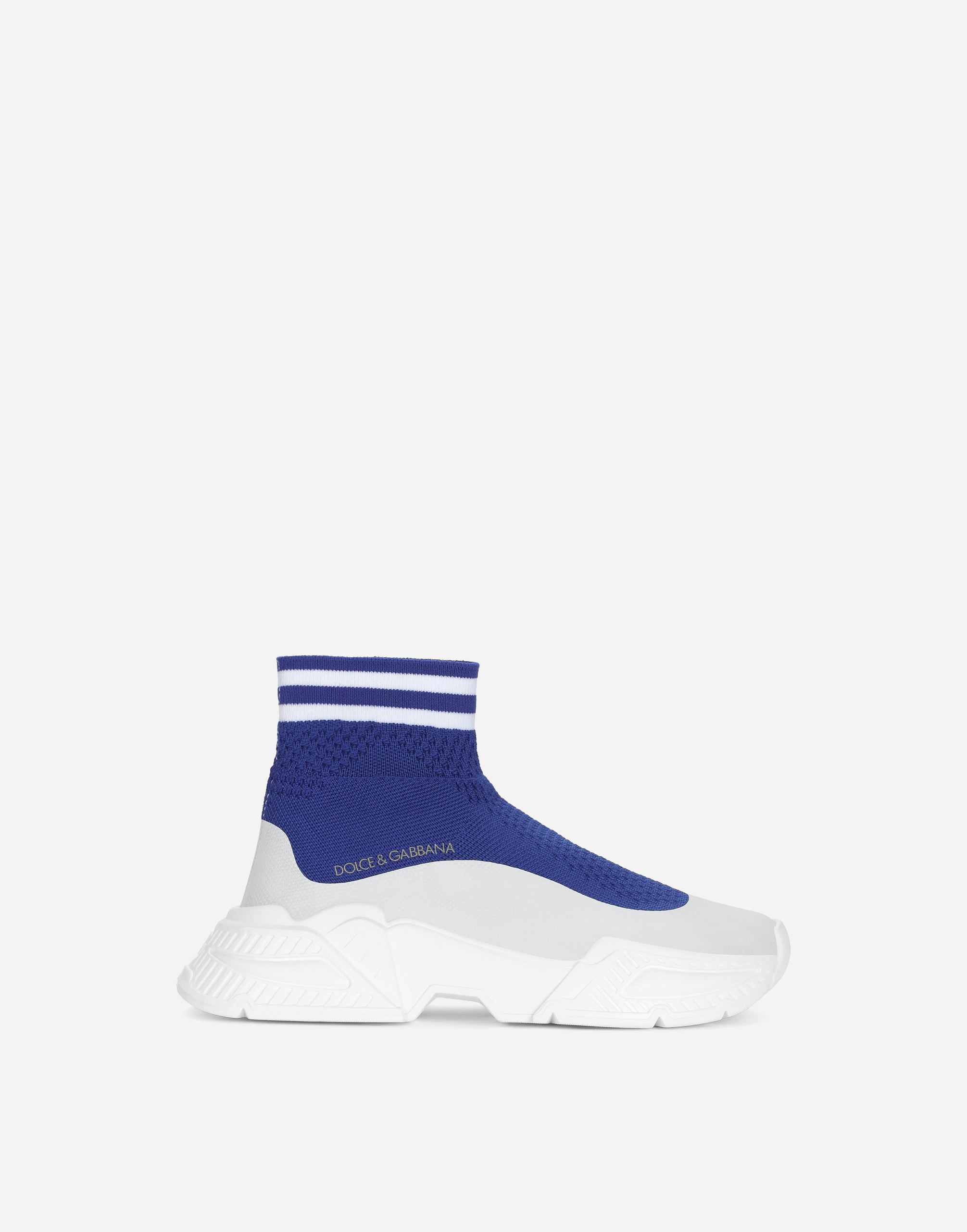 High-top slip-on sneakers in stretch mesh in Blue