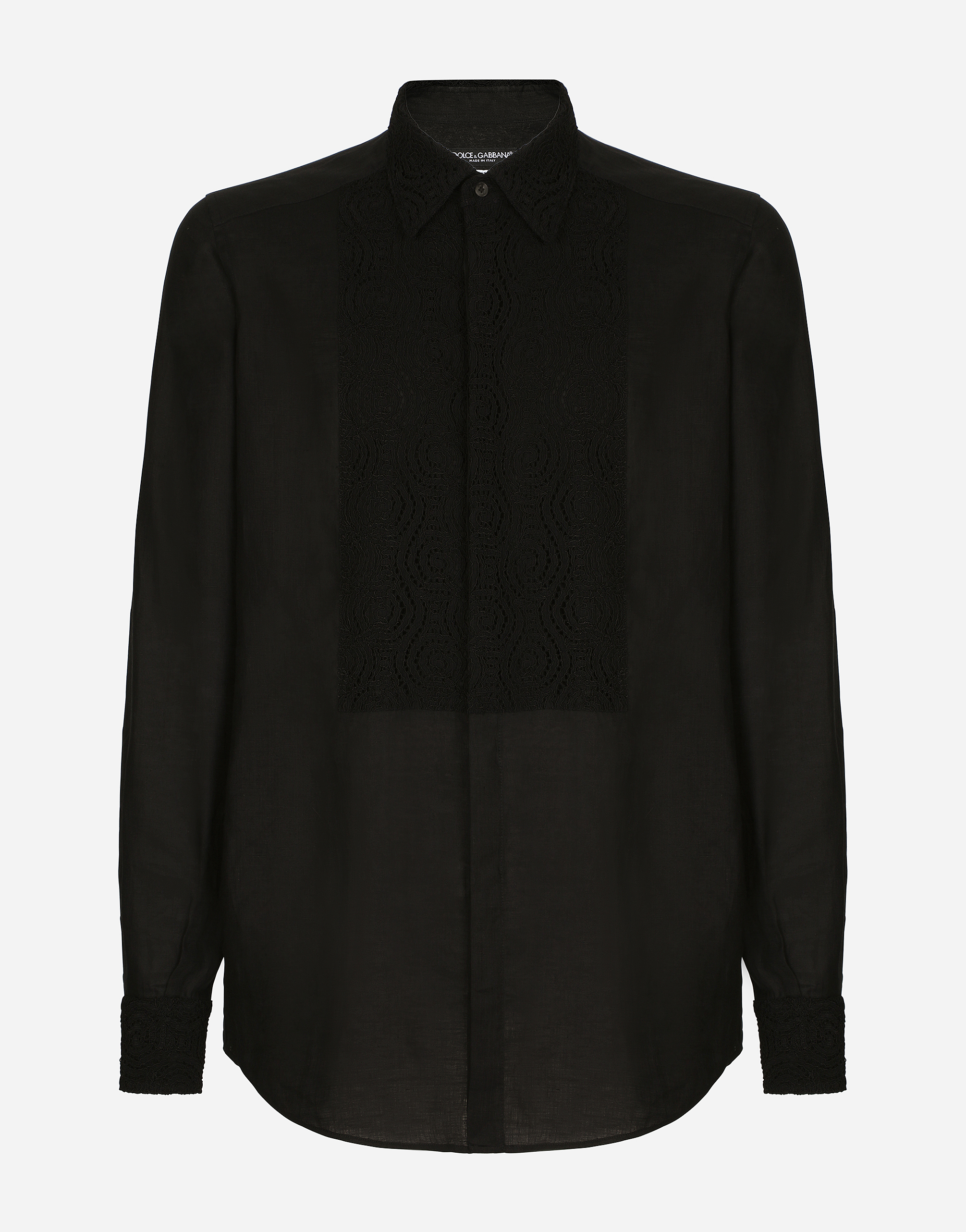 Linen Martini-fit shirt in Black