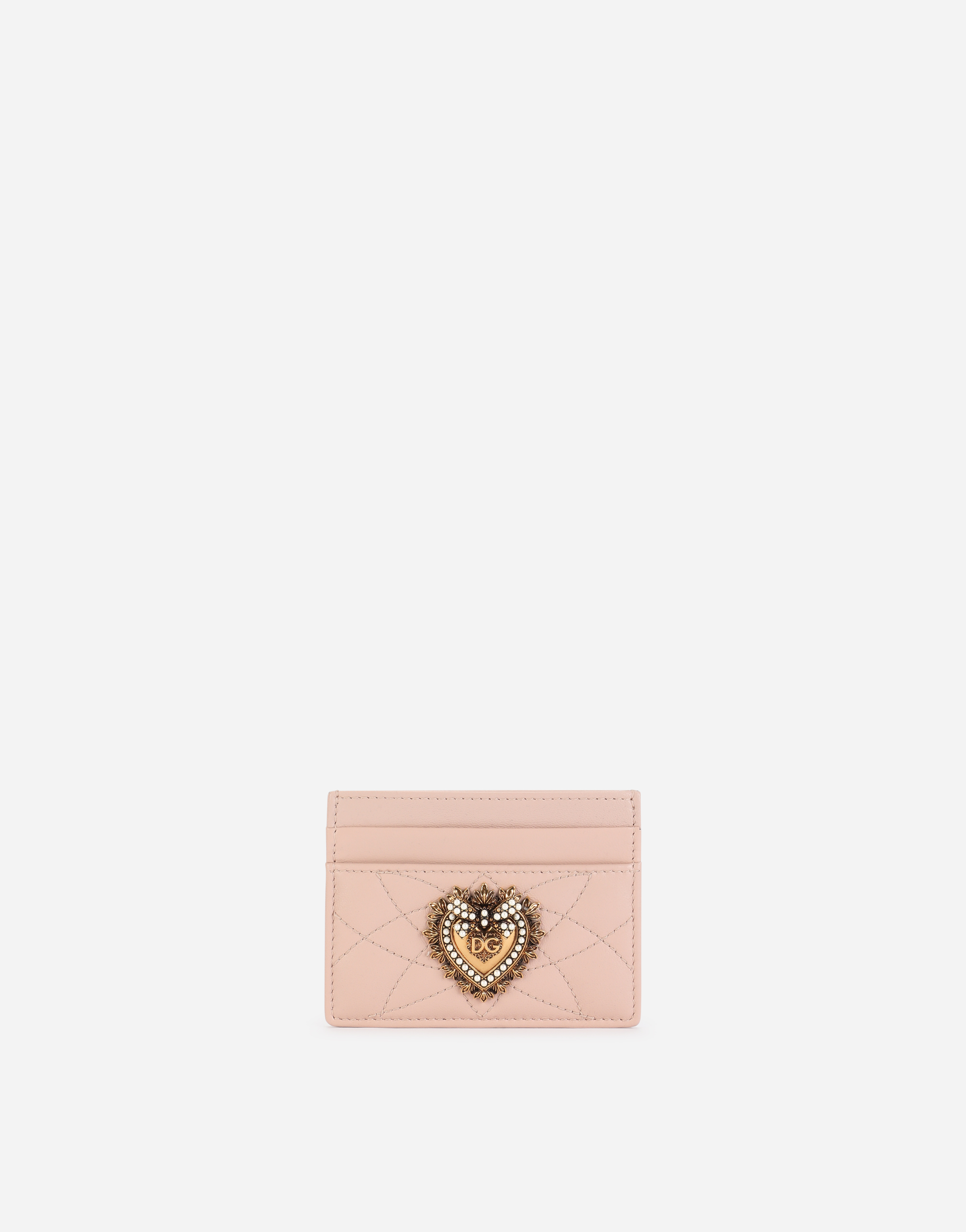 Devotion card holder in quilted nappa leather in Pale Pink
