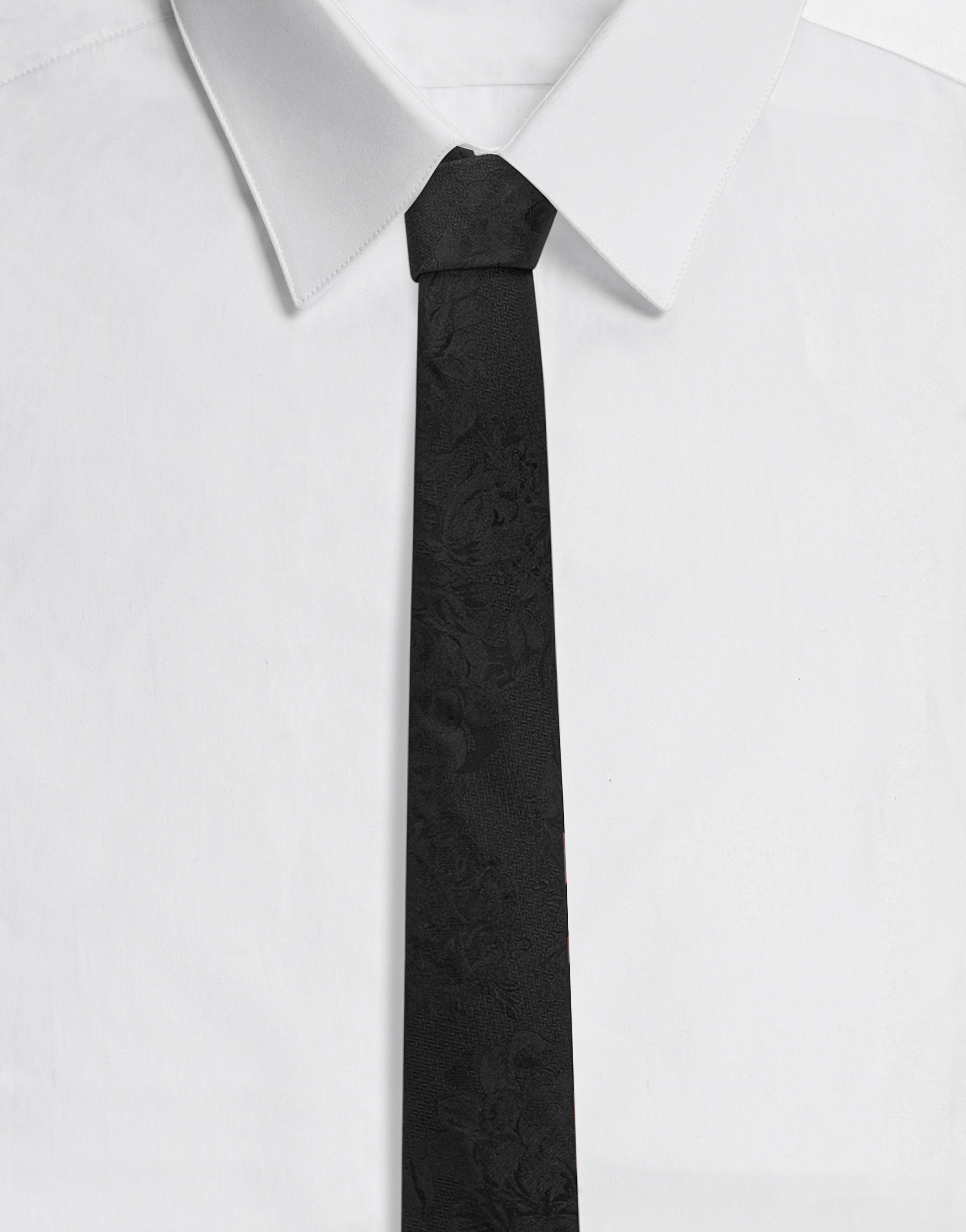 6 cm tie-design silk jacquard blade tie in Black