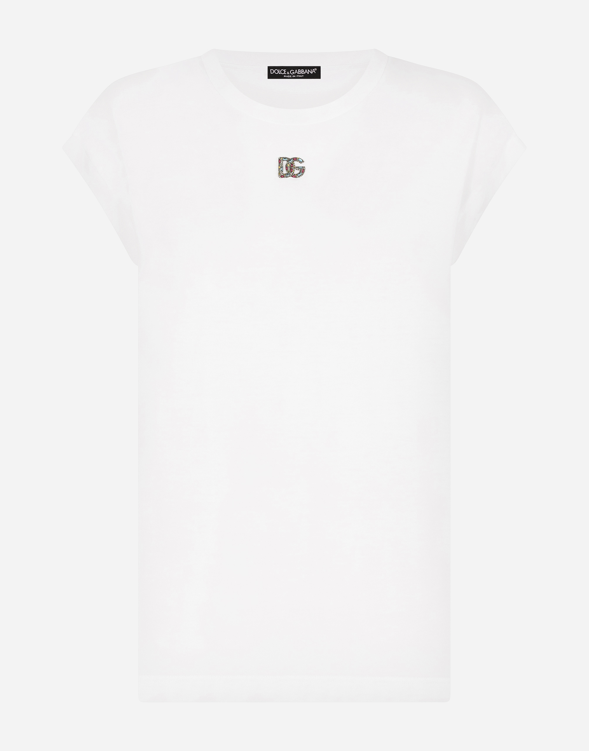 Jersey T-shirt with crystal DG embellishment in Multicolor