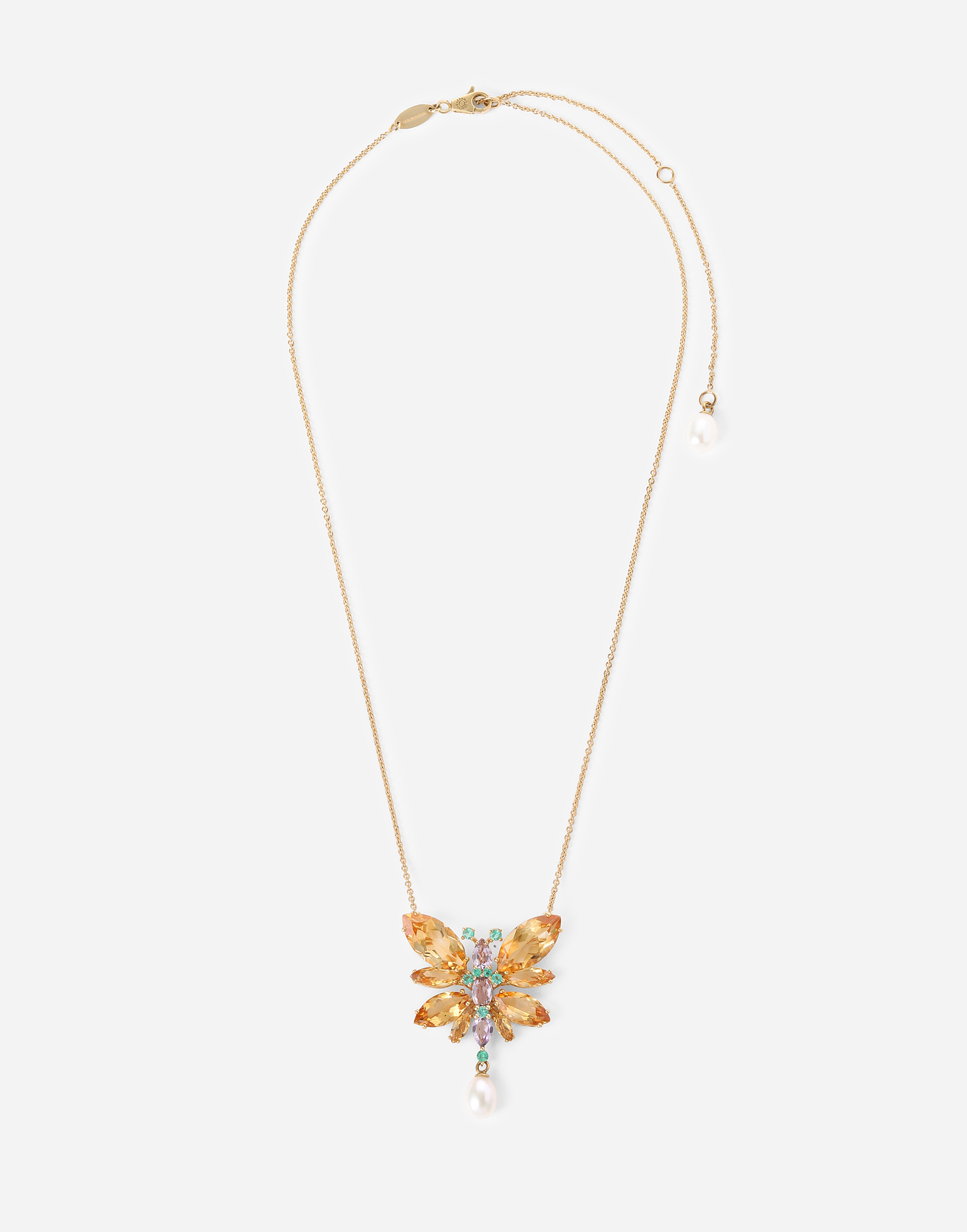Spring necklace in yellow 18kt gold with citrine butterfly in Gold