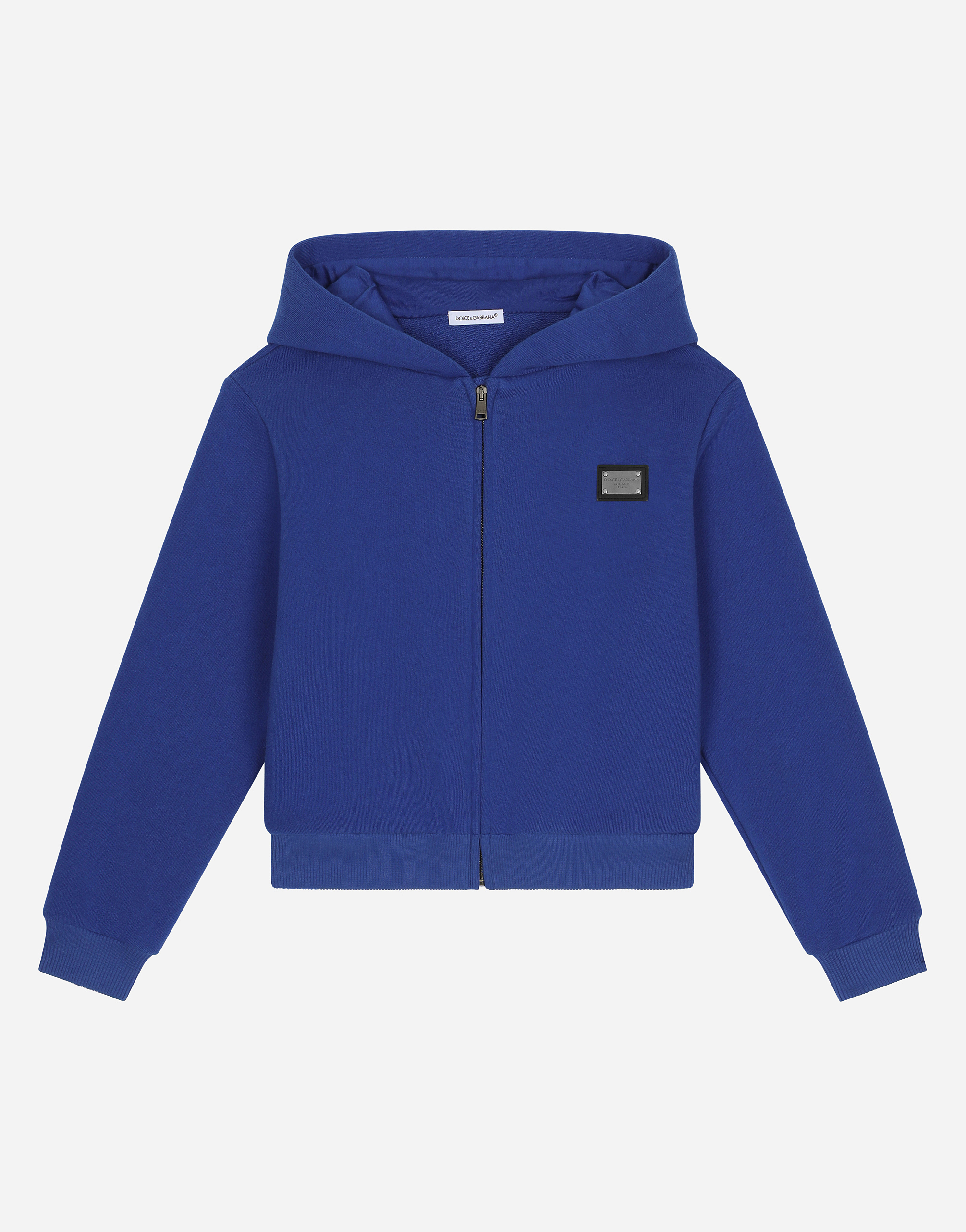Zip-up hoodie with logo tag in Blue