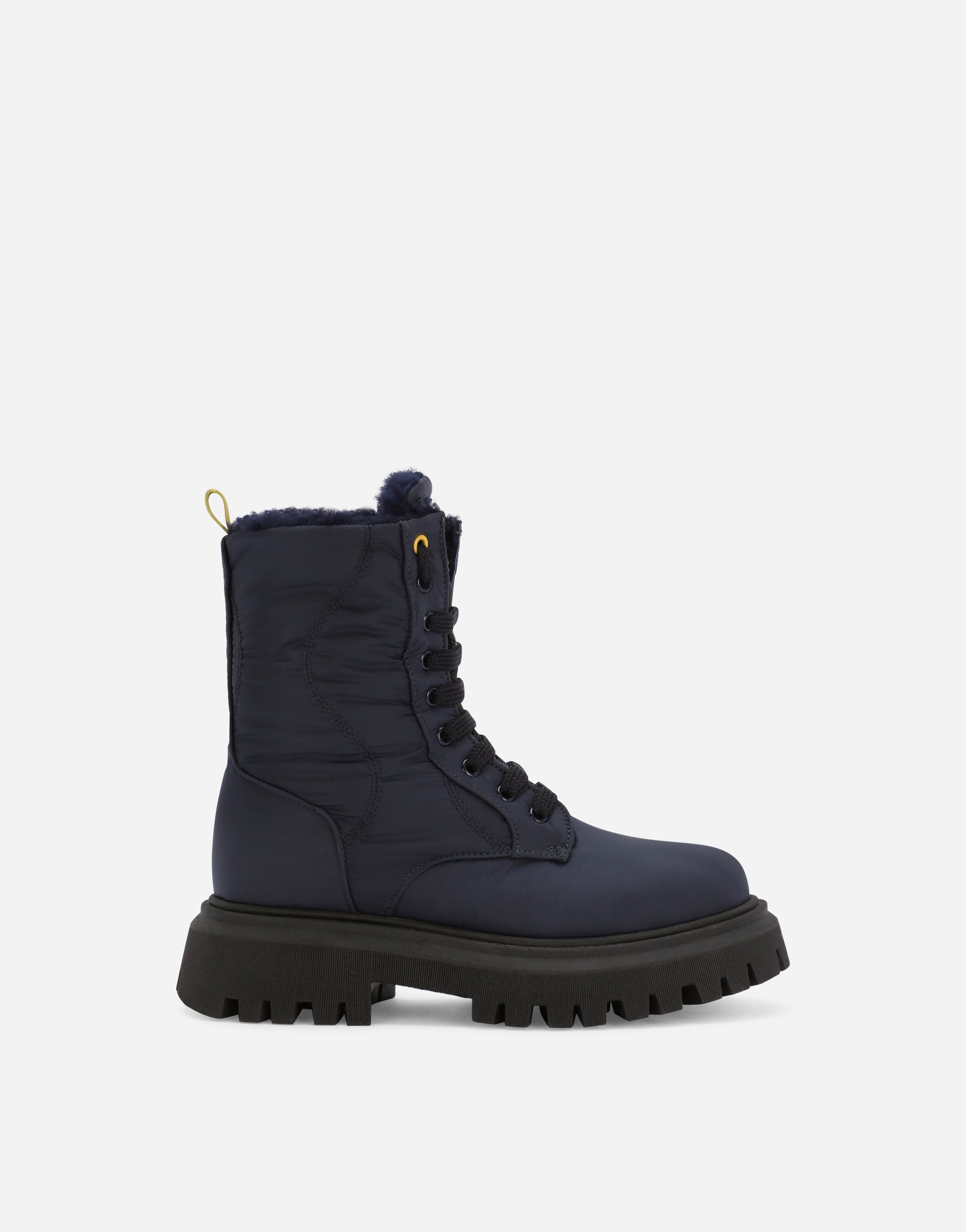 Quilted nylon combat boots in Blue