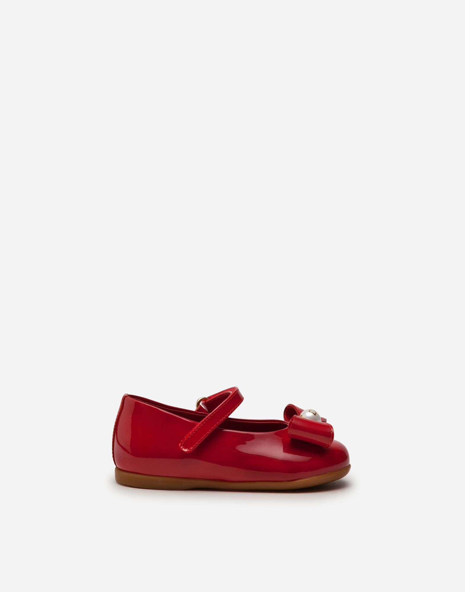 Mary Jane ballerina shoes in patent leather with bow in Red
