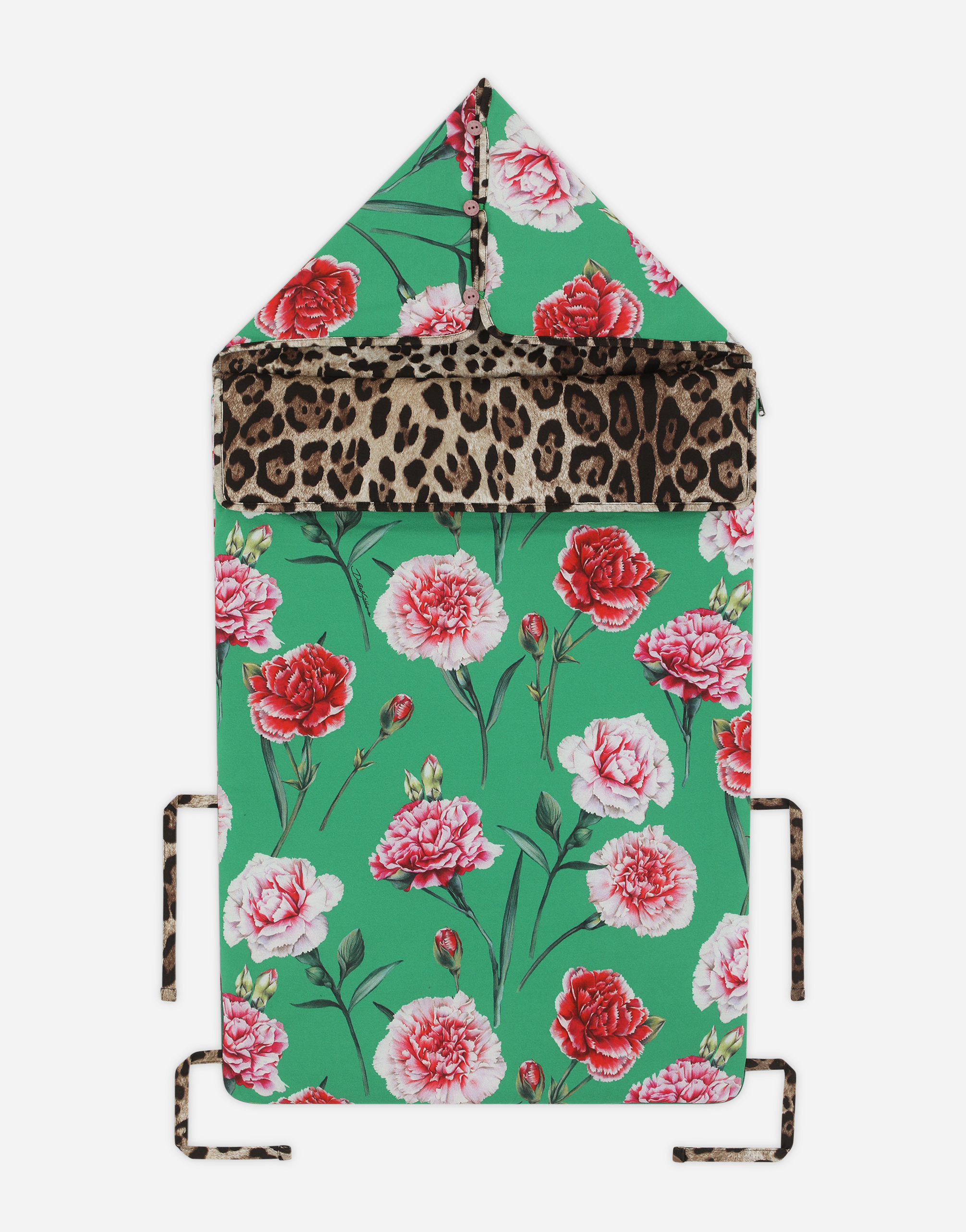 Dolce & Gabbana Babies' Leopard And Carnation-print Jersey Sleep Sack In Multicolor