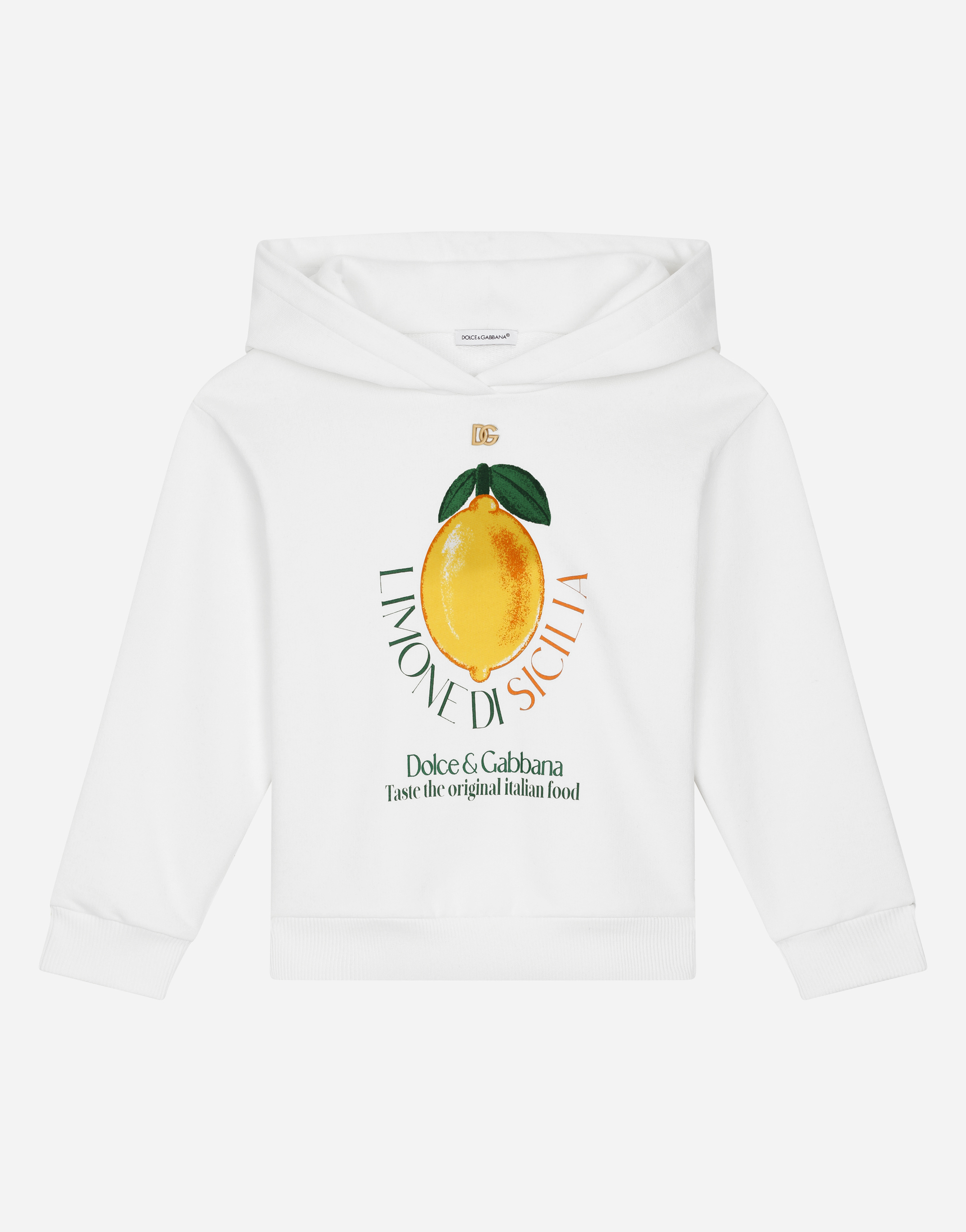 Lemon-print hoodie in White