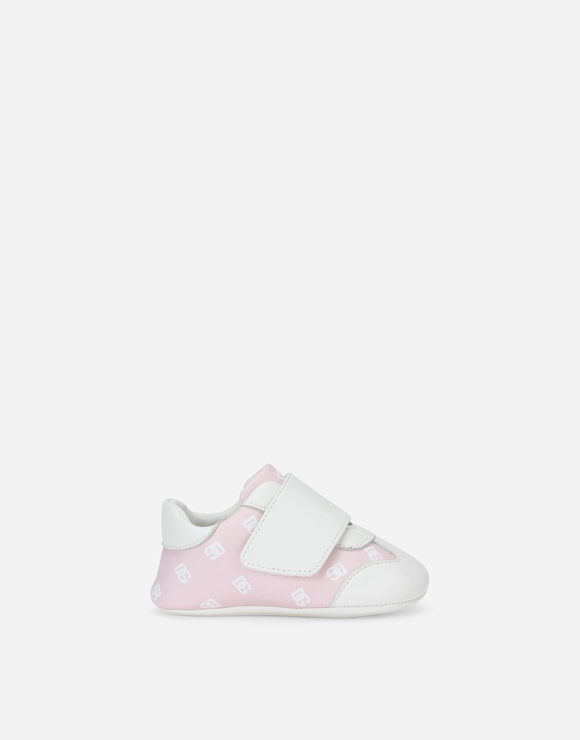 Nappa leather newborn sneakers with DG-logo print in White