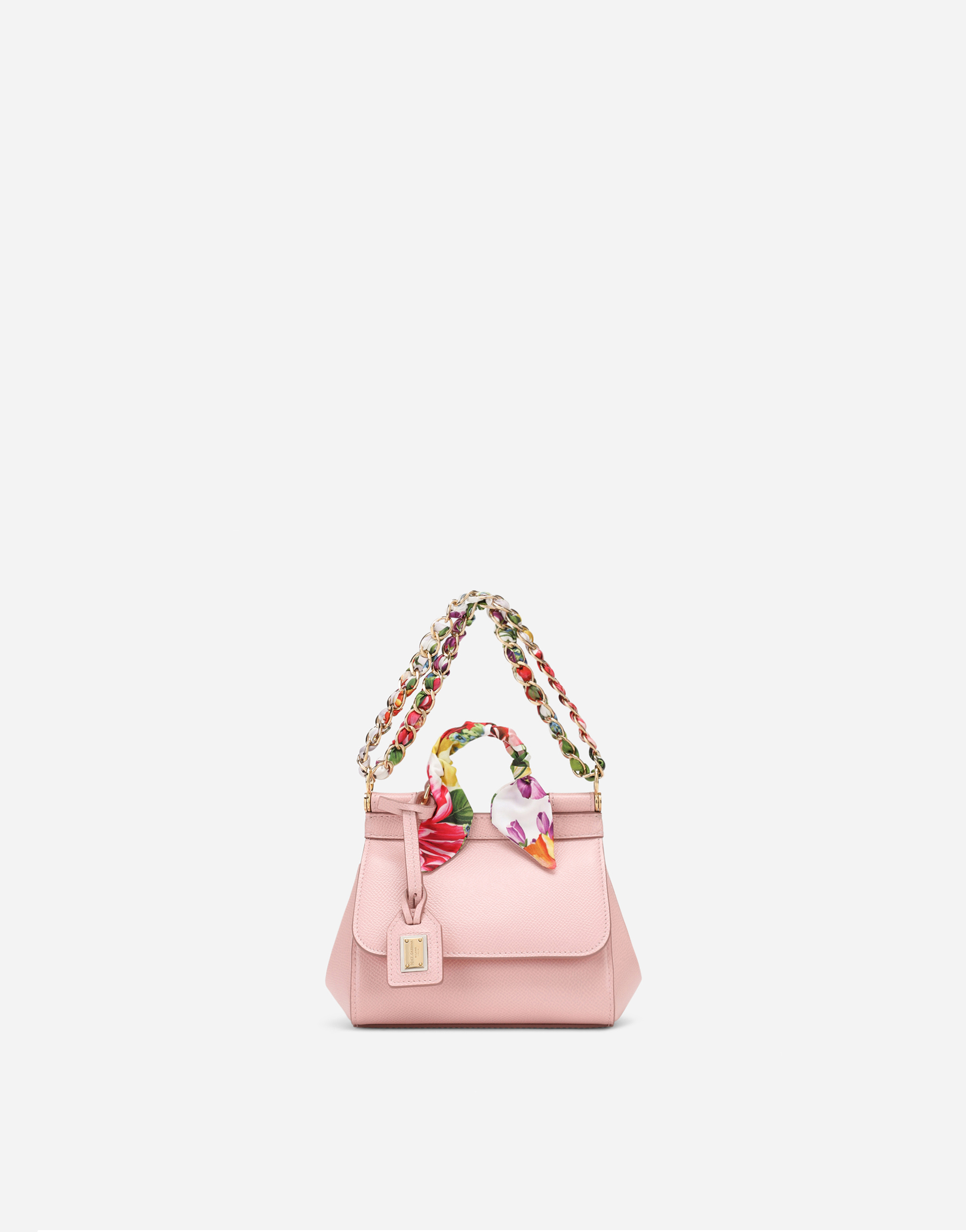 Sicily mini bag in Dauphine calfskin with scarf in Pink