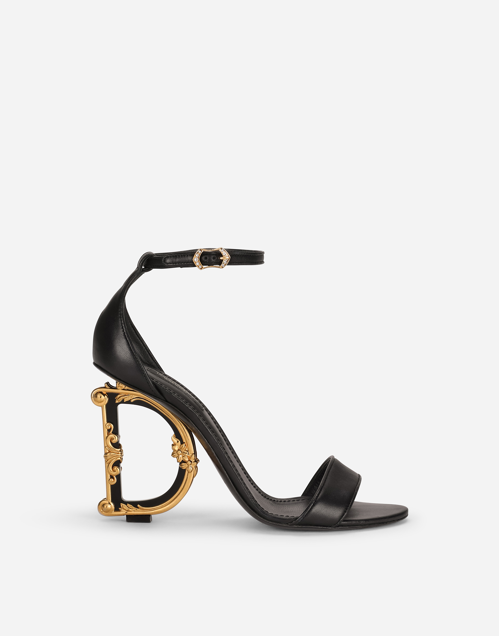 Nappa leather sandals with baroque DG detail in Black for Women | Dolce&Gabbana®