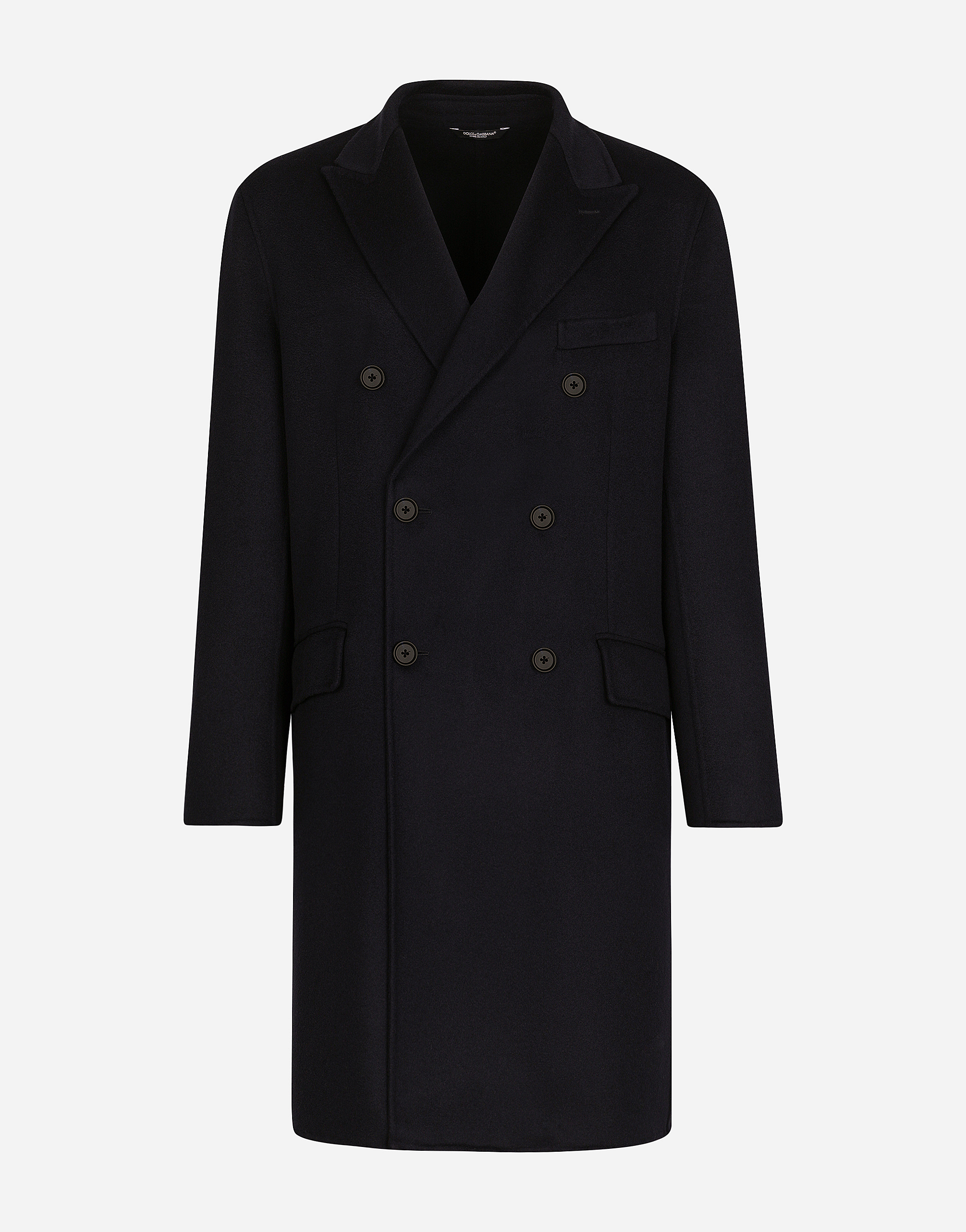 Double-breasted double cashmere coat in Blue