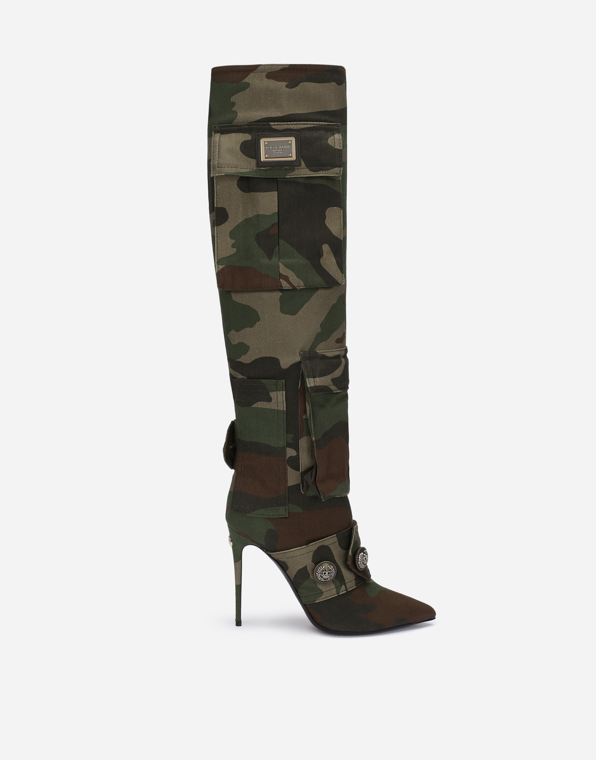 Camouflage patchwork boots in Multicolor
