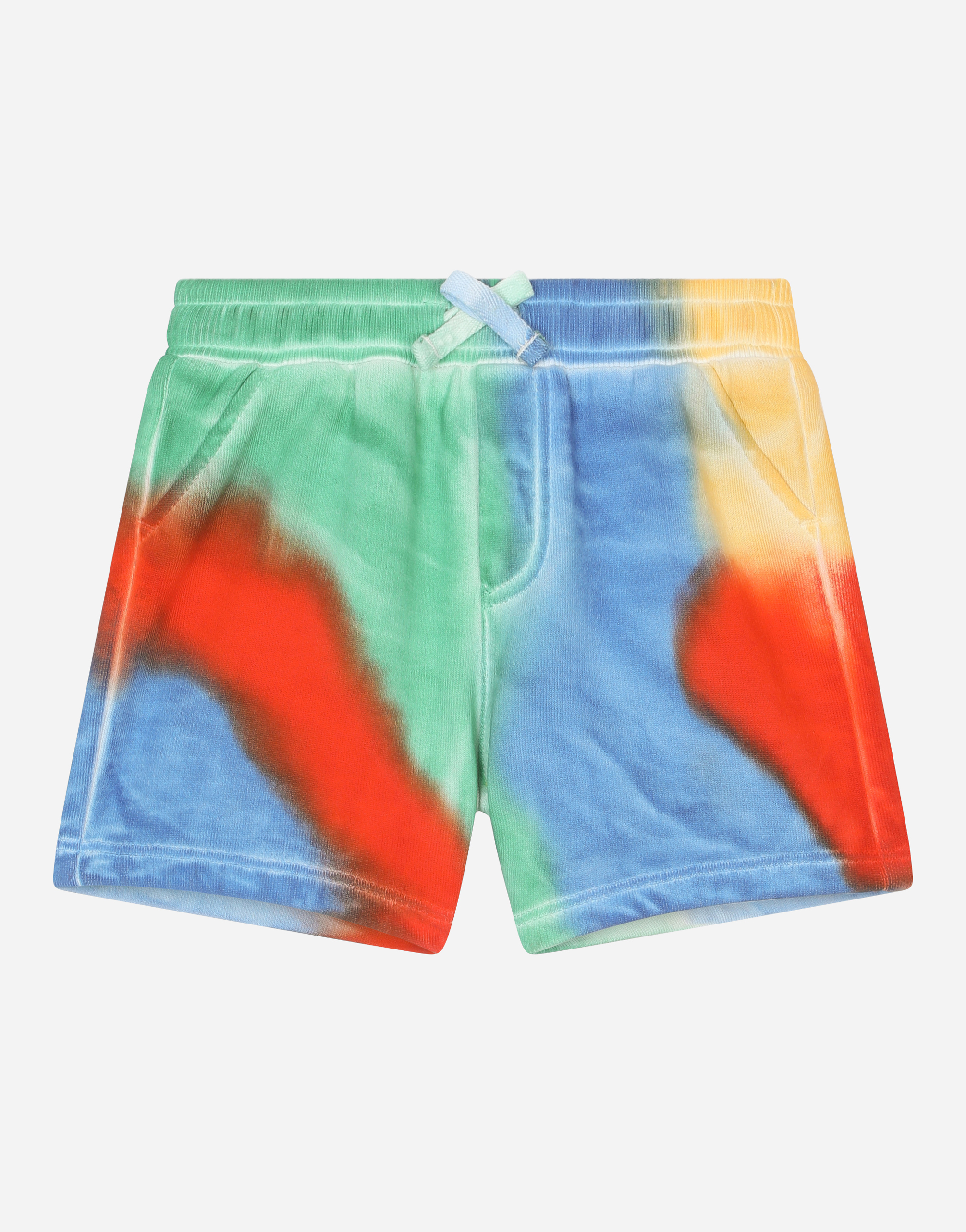 Jersey jogging shorts with tie-dye print in Multicolor