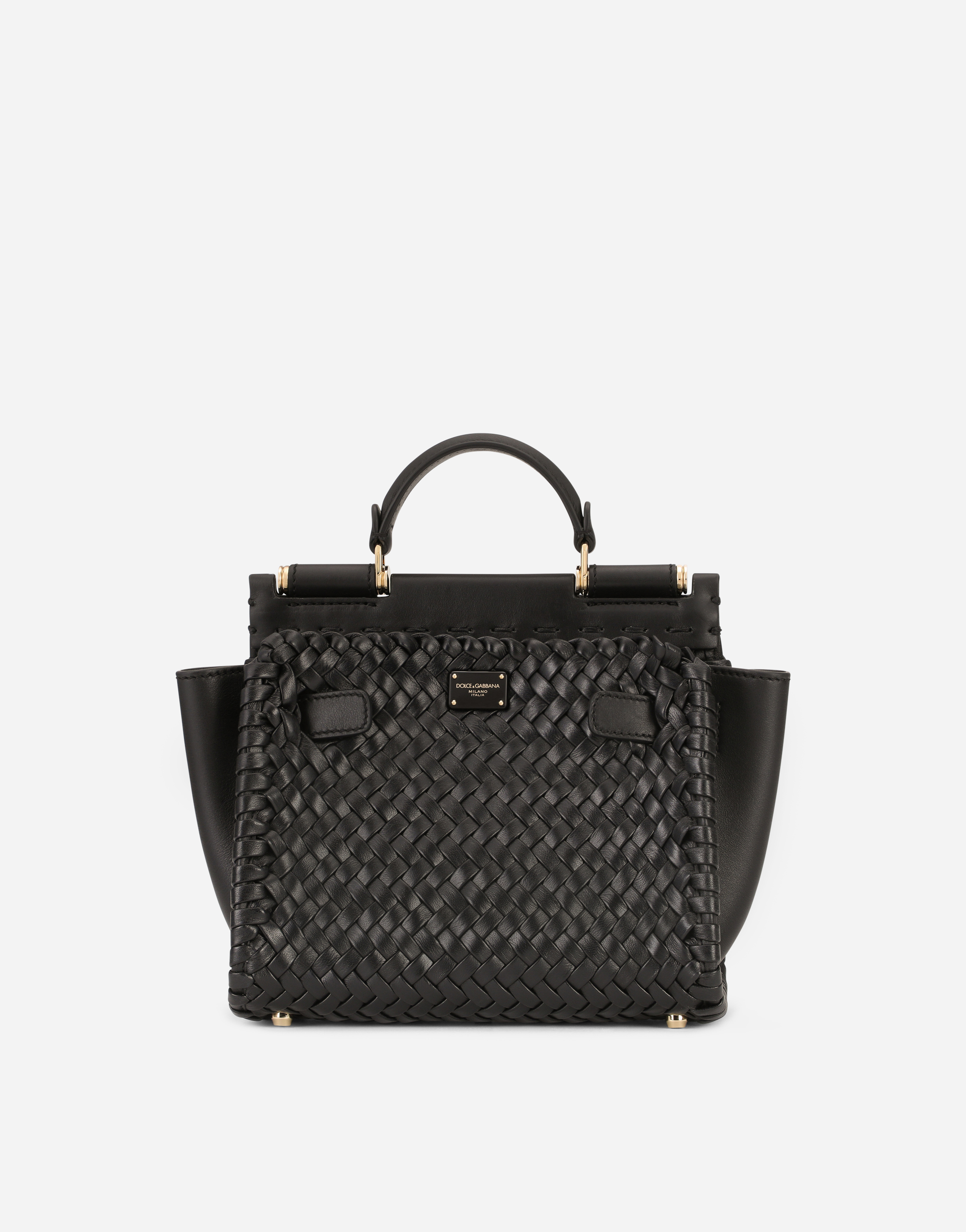 Small Sicily 62 soft bag in woven nappa leather and tahiti calfskin in Black