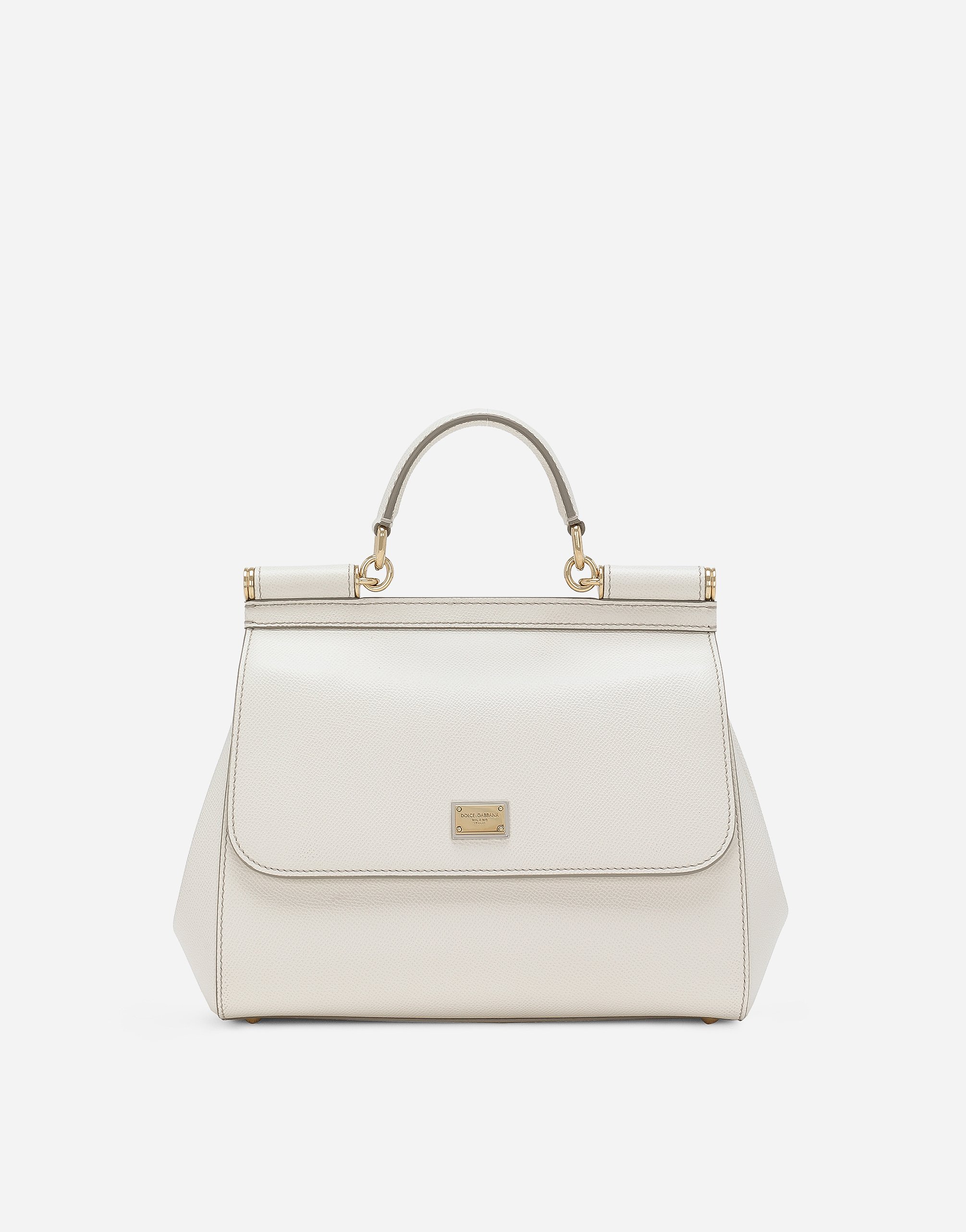 Medium Sicily handbag in dauphine leather in White for Women 