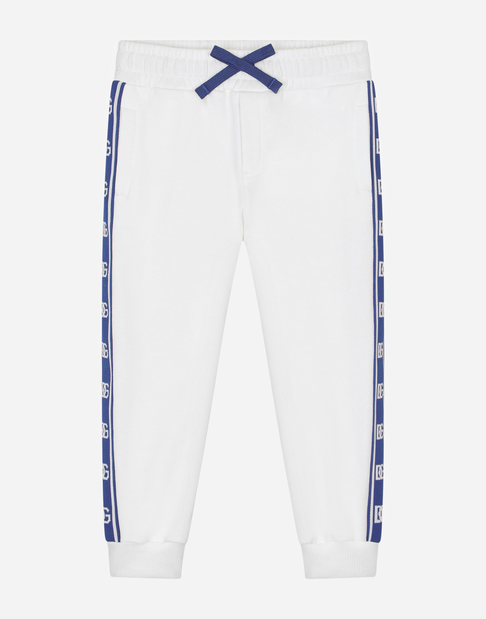 Jersey jogging pants with DG logo band in White