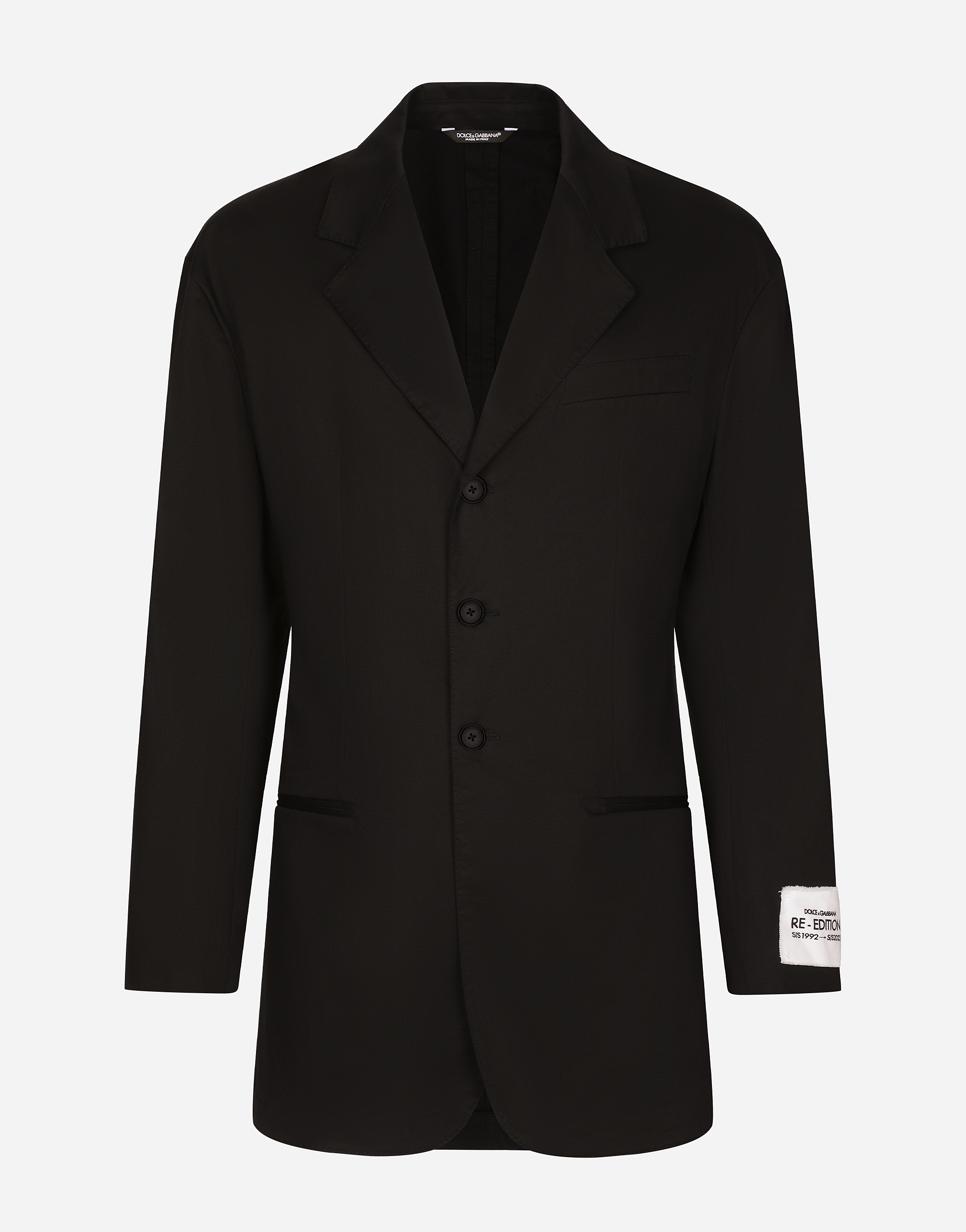 Stretch cotton gabardine jacket in Black