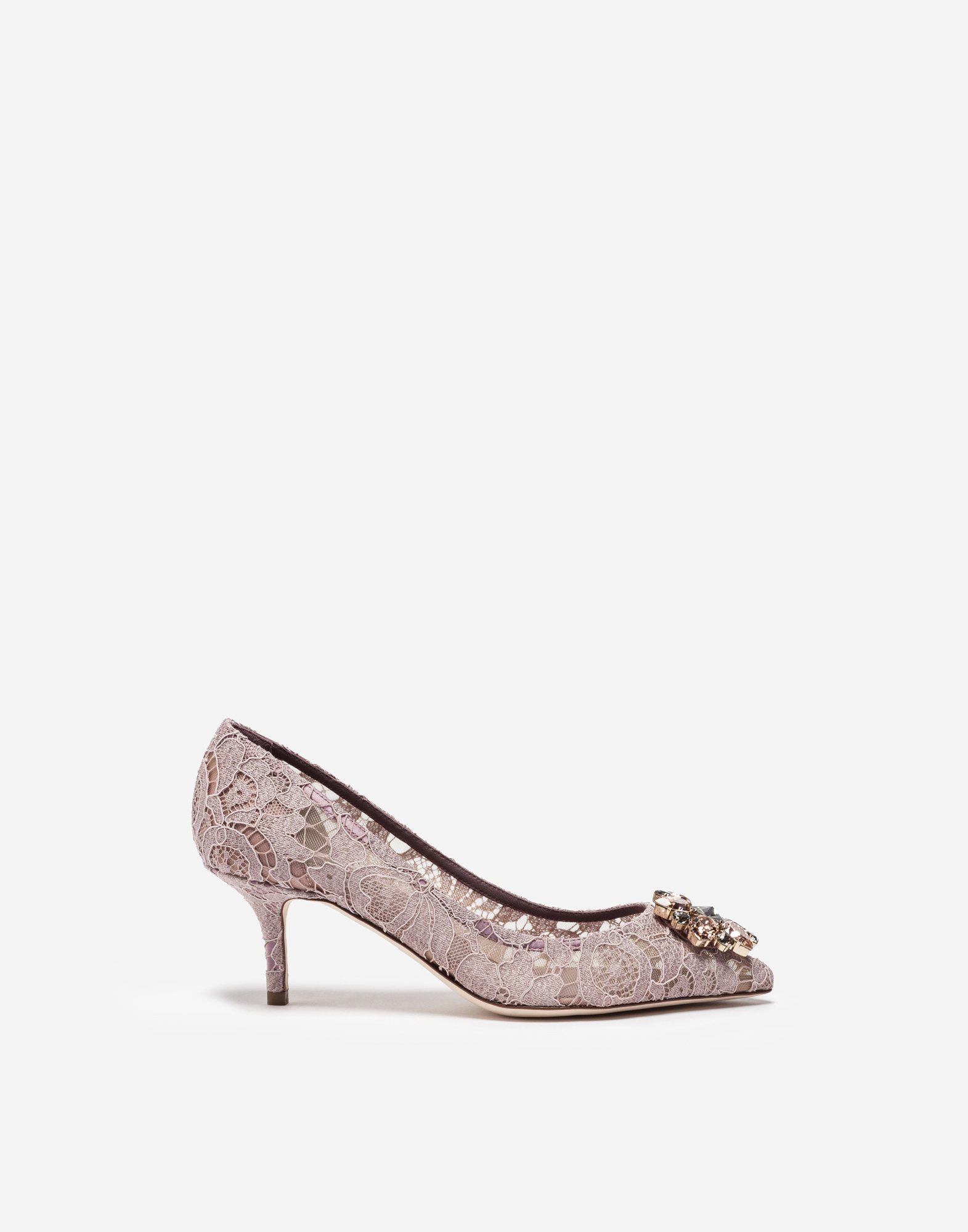 Pump in Taormina lace with crystals in Blush