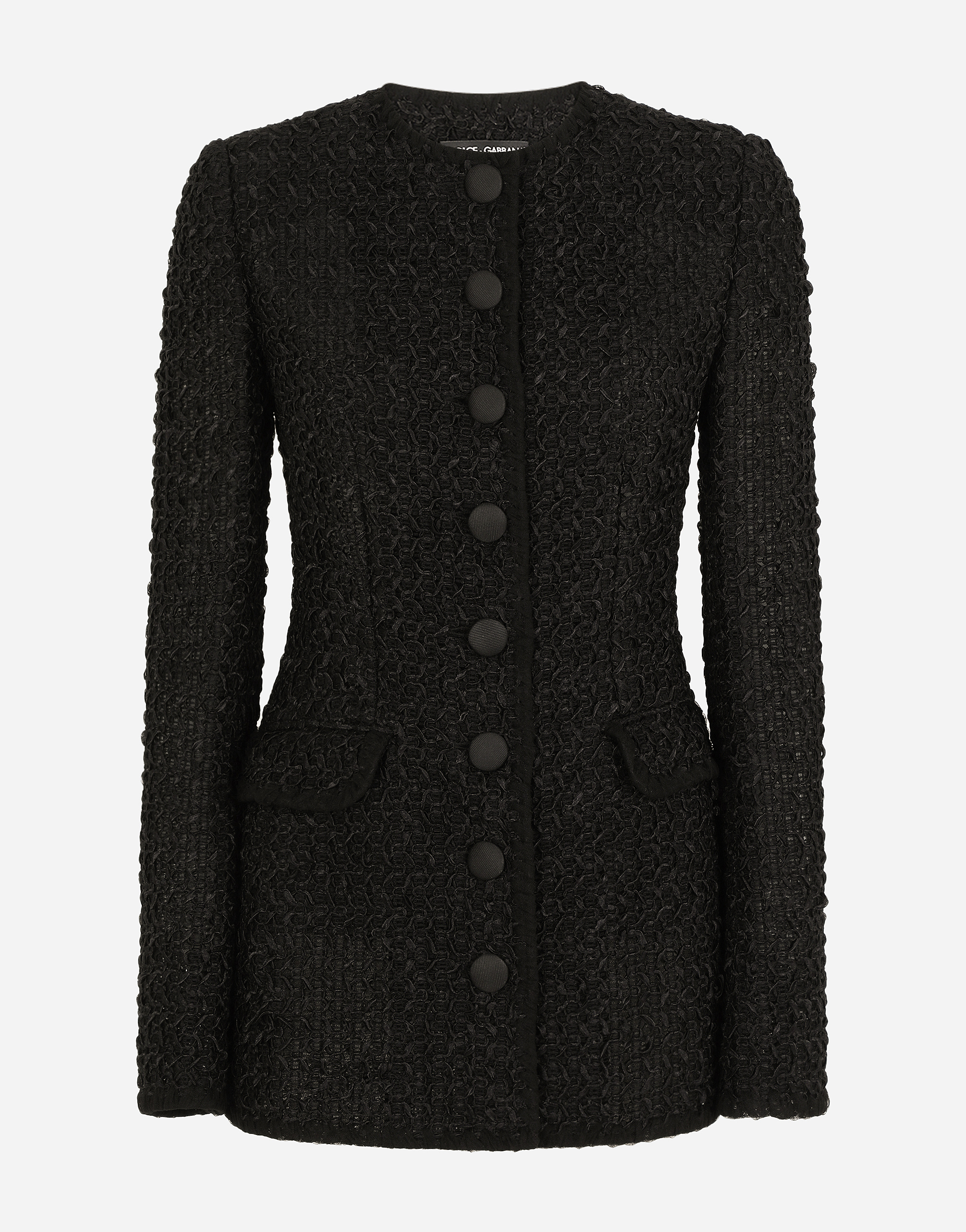 Single-breasted tweed jacket in Black