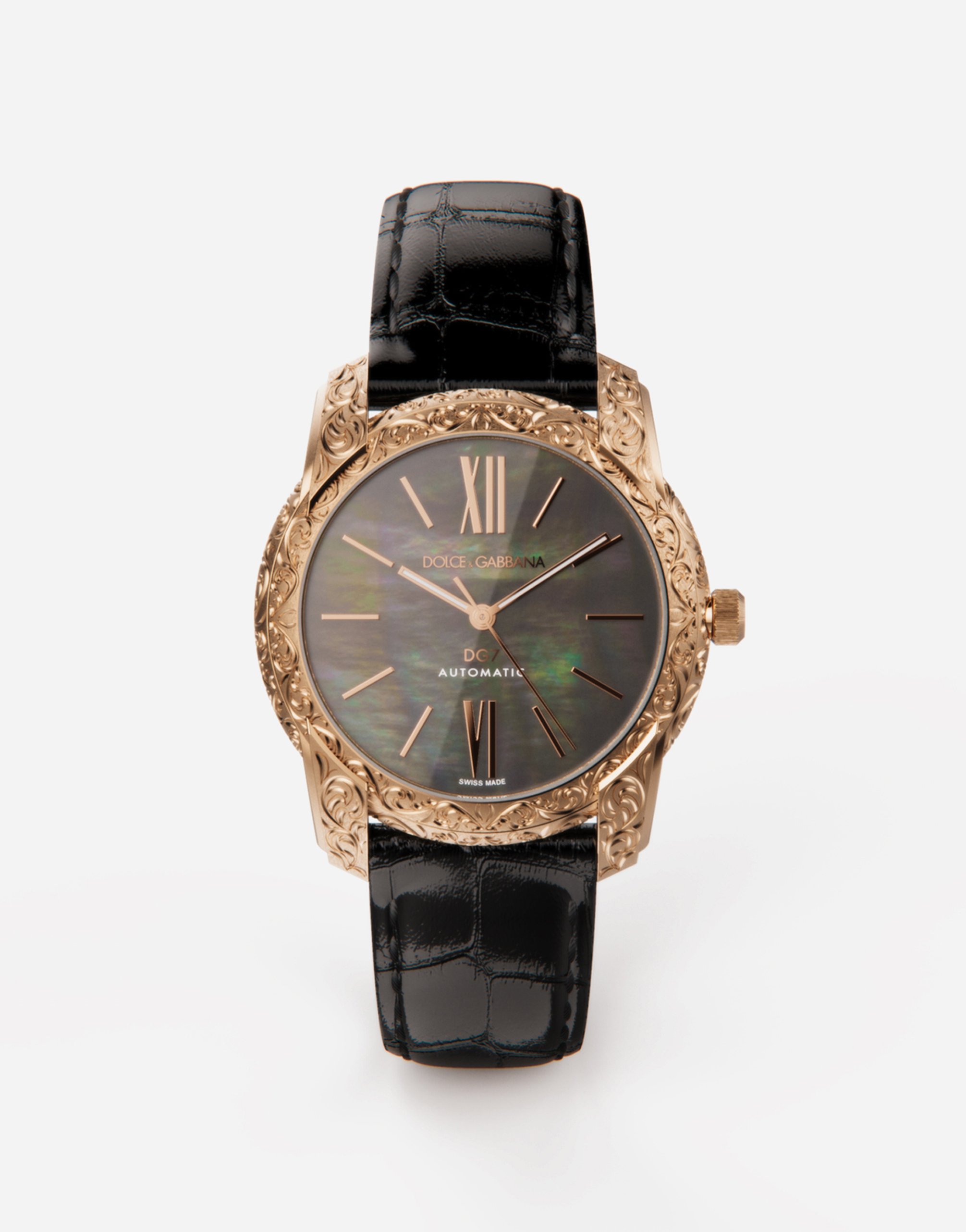 Gold and mother-of-pearl watch in Black