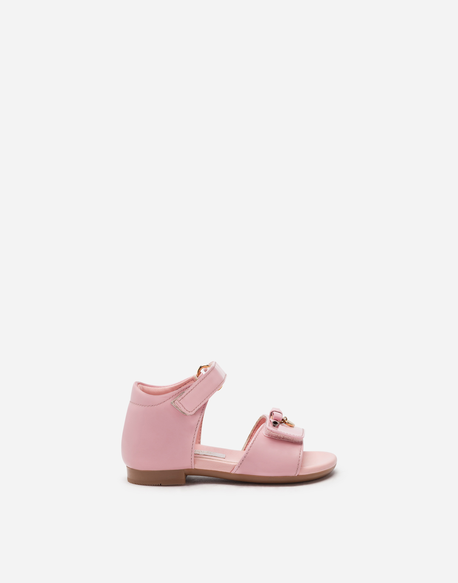 Patent leather sandals with charm embellishment in Pink
