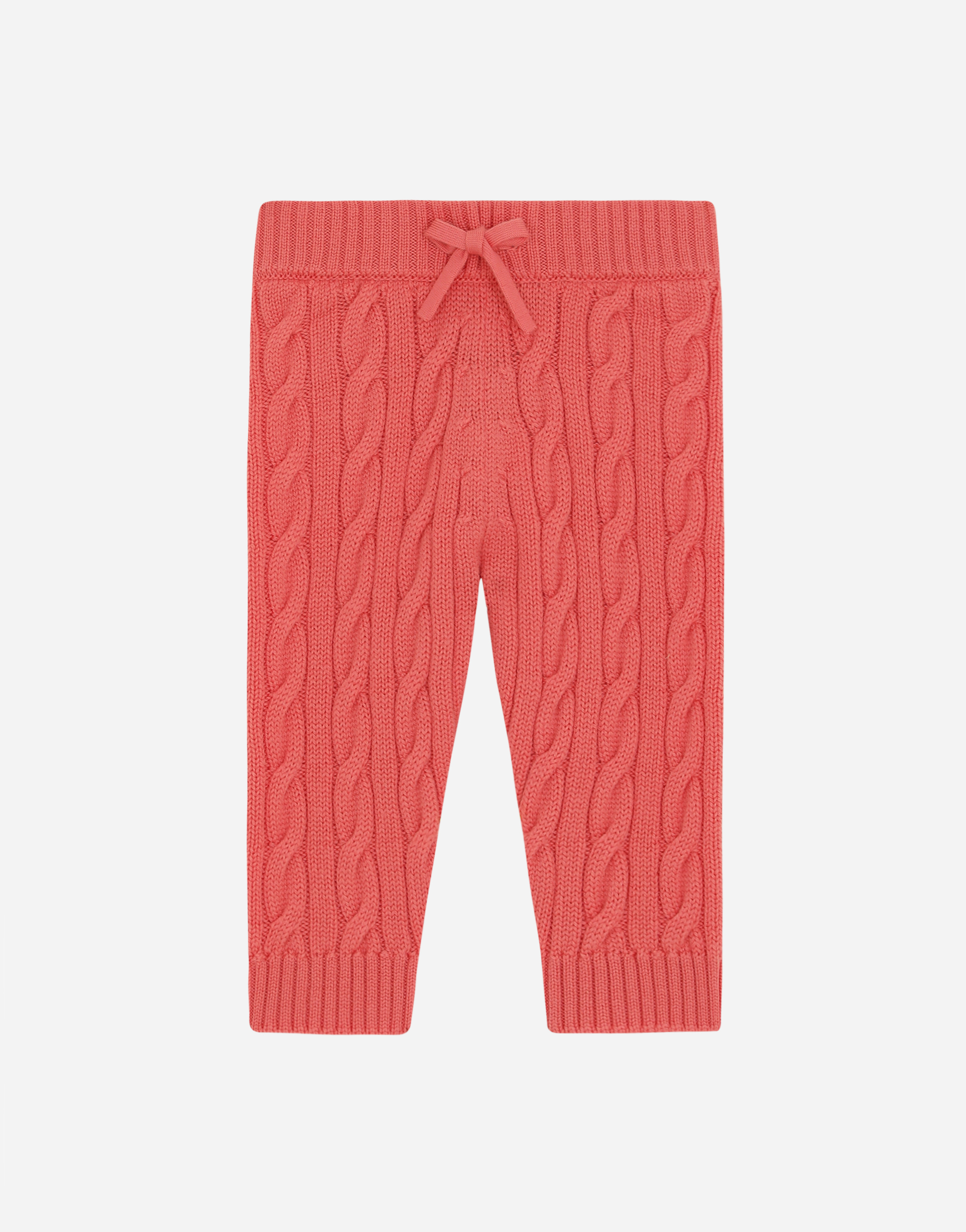 Cable-knit pants with DG logo patch in Pink