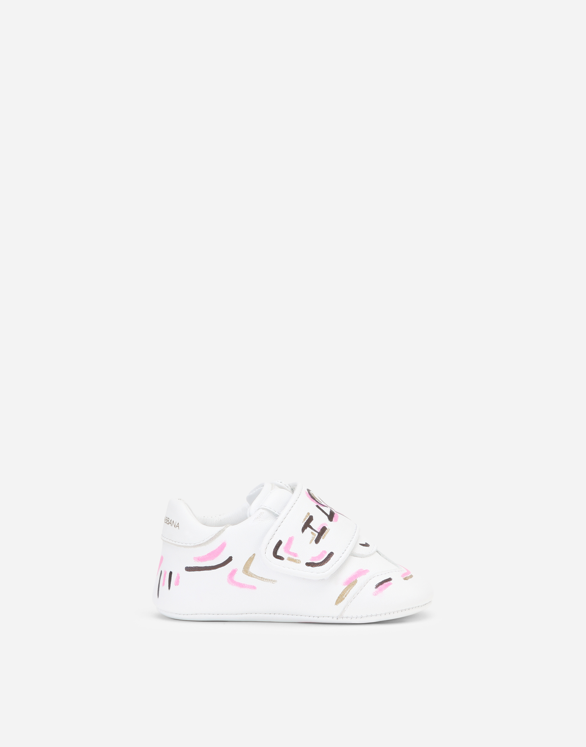Calfskin Daymaster sneakers with I love D&G print in White