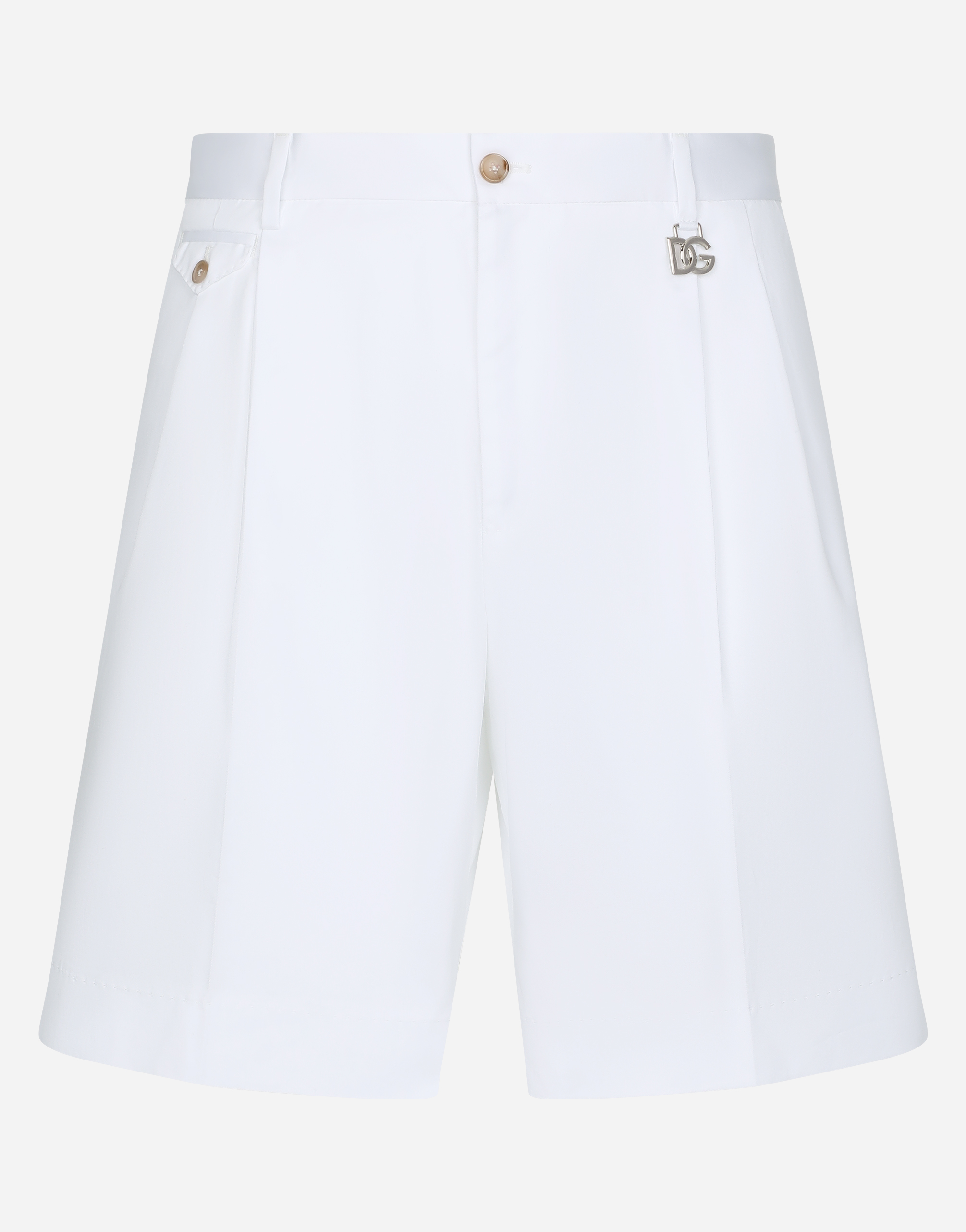 Stretch cotton shorts with DG patch in White