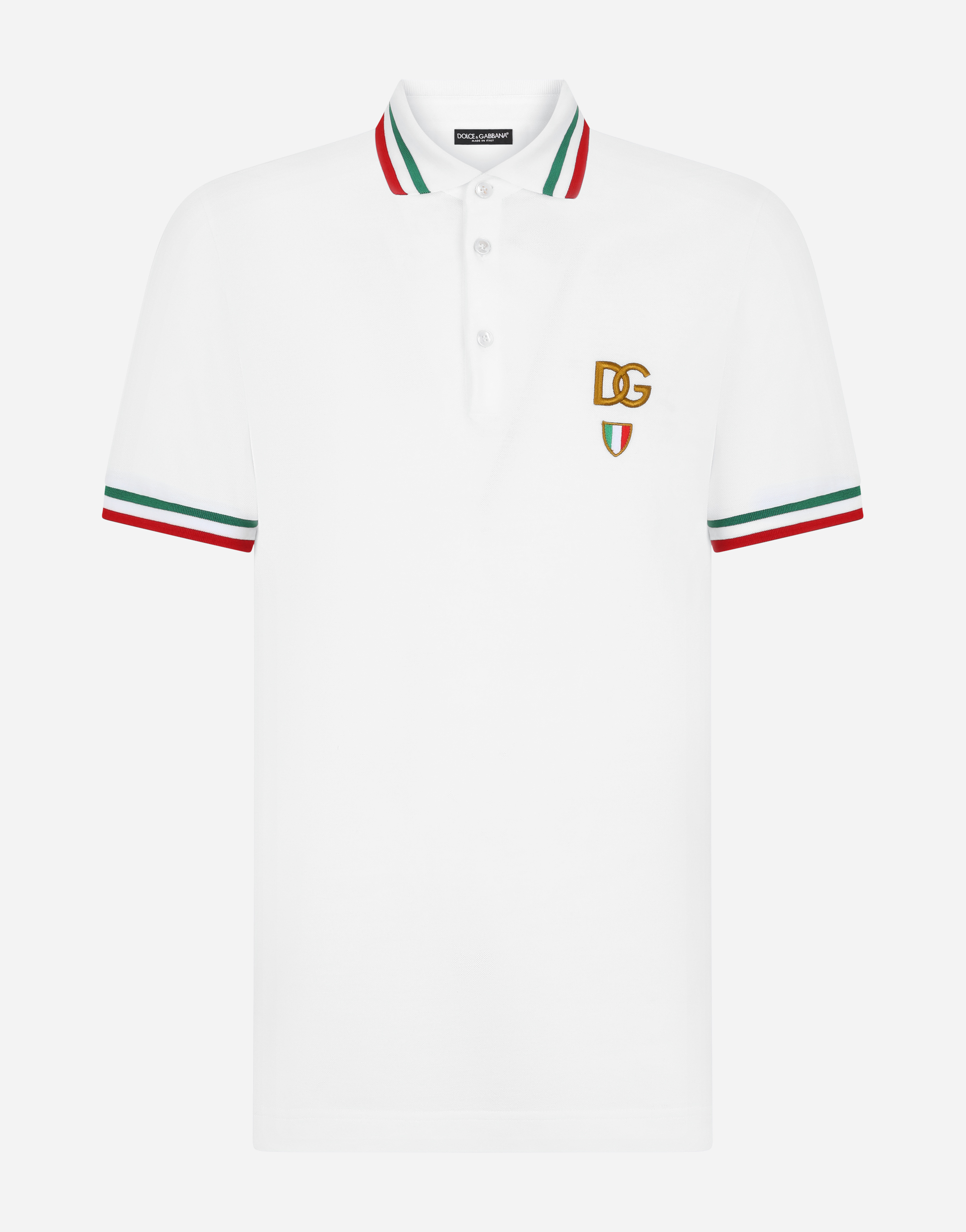 Cotton piqué polo shirt with DG patch in White