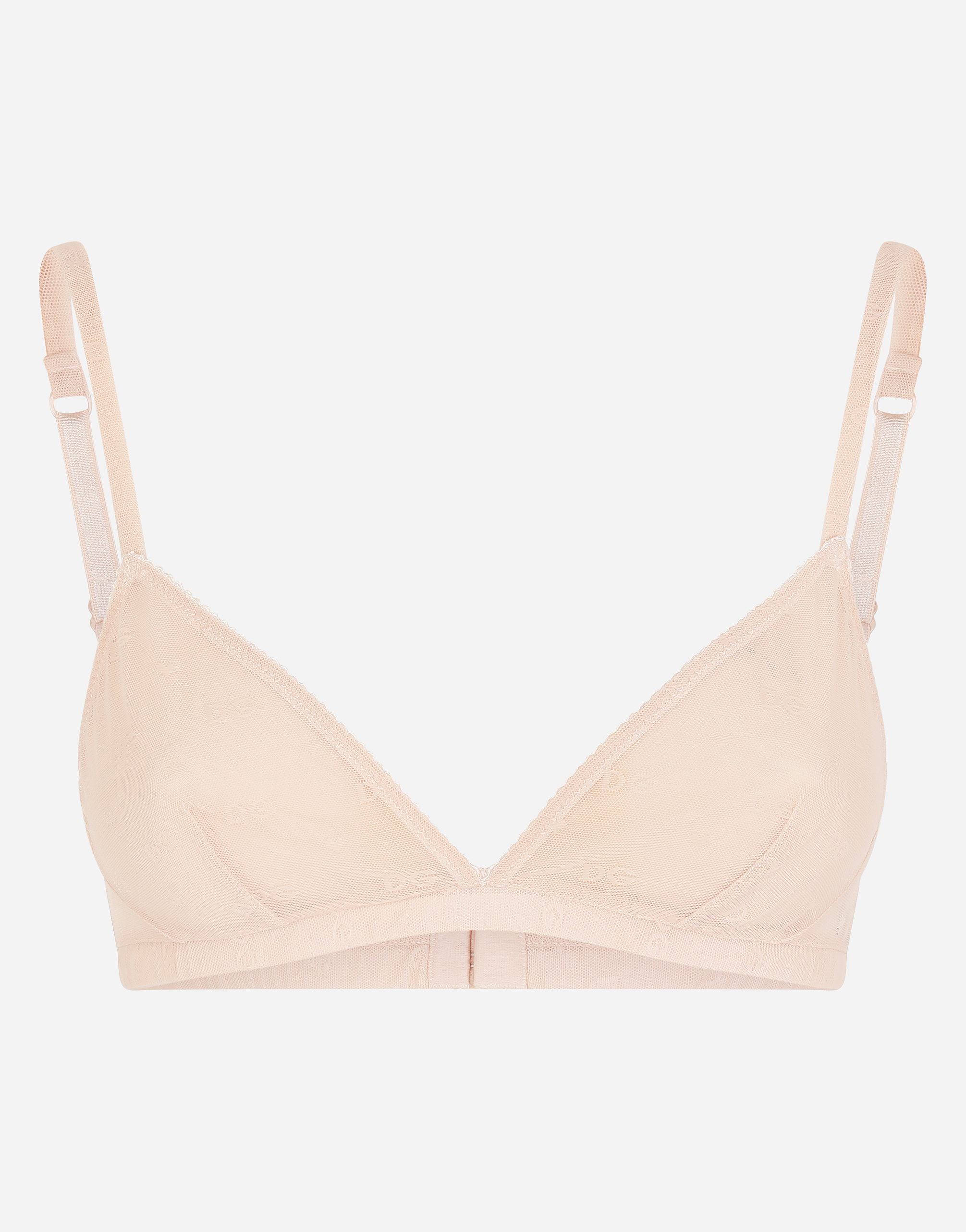 Jacquard tulle triangle bra in Pale Pink