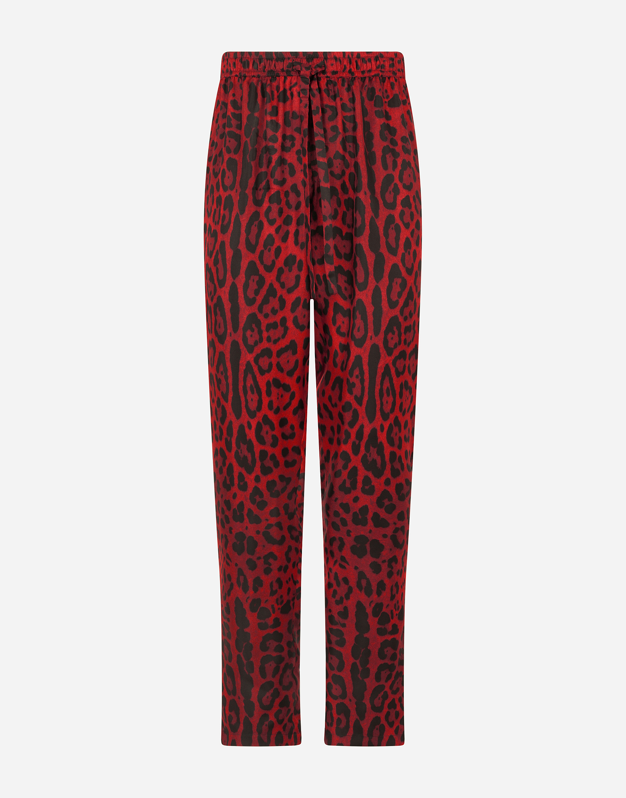 Silk jogging pants with leopard print in Multicolor