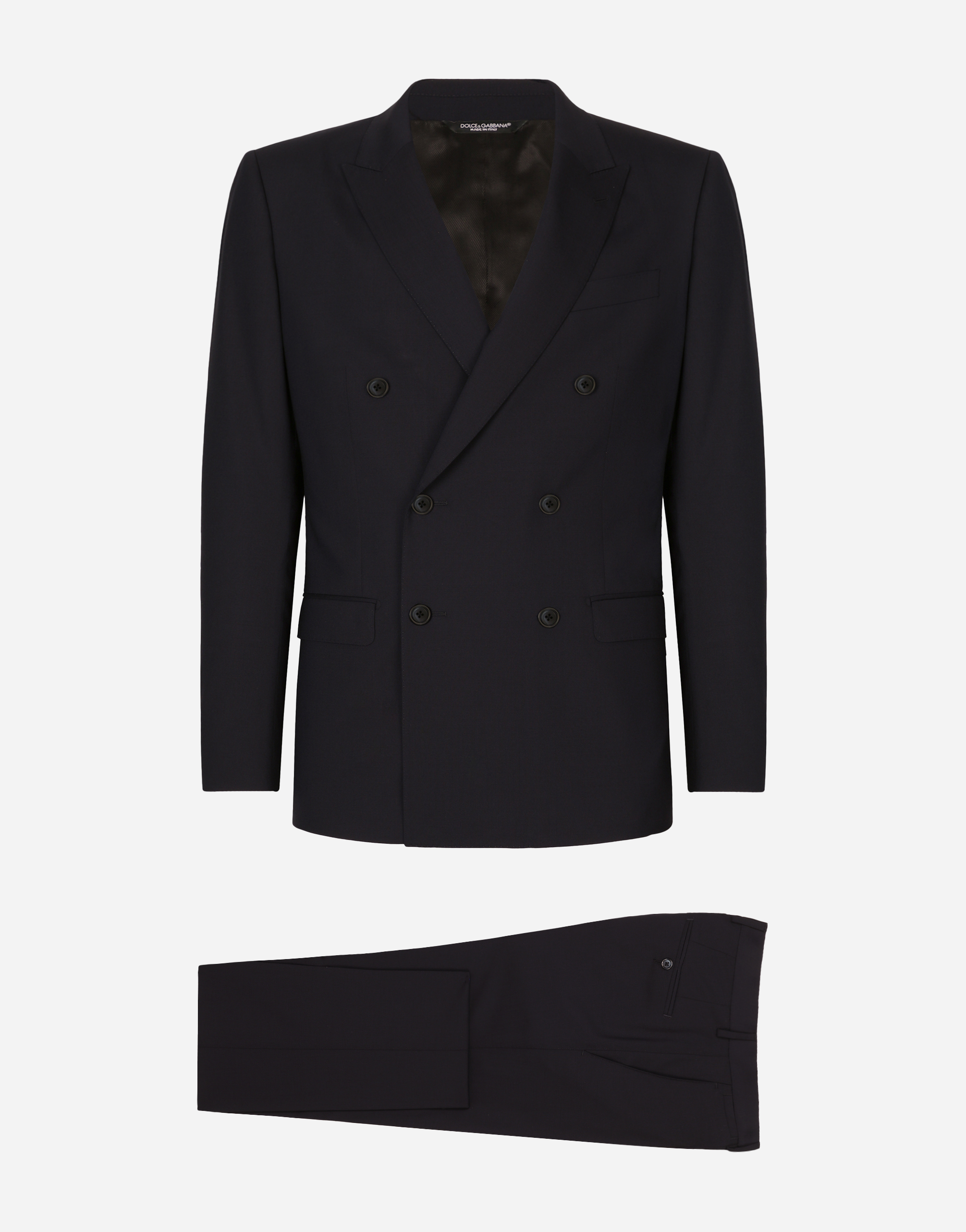 Double-breasted stretch wool Martini-fit suit in Blue