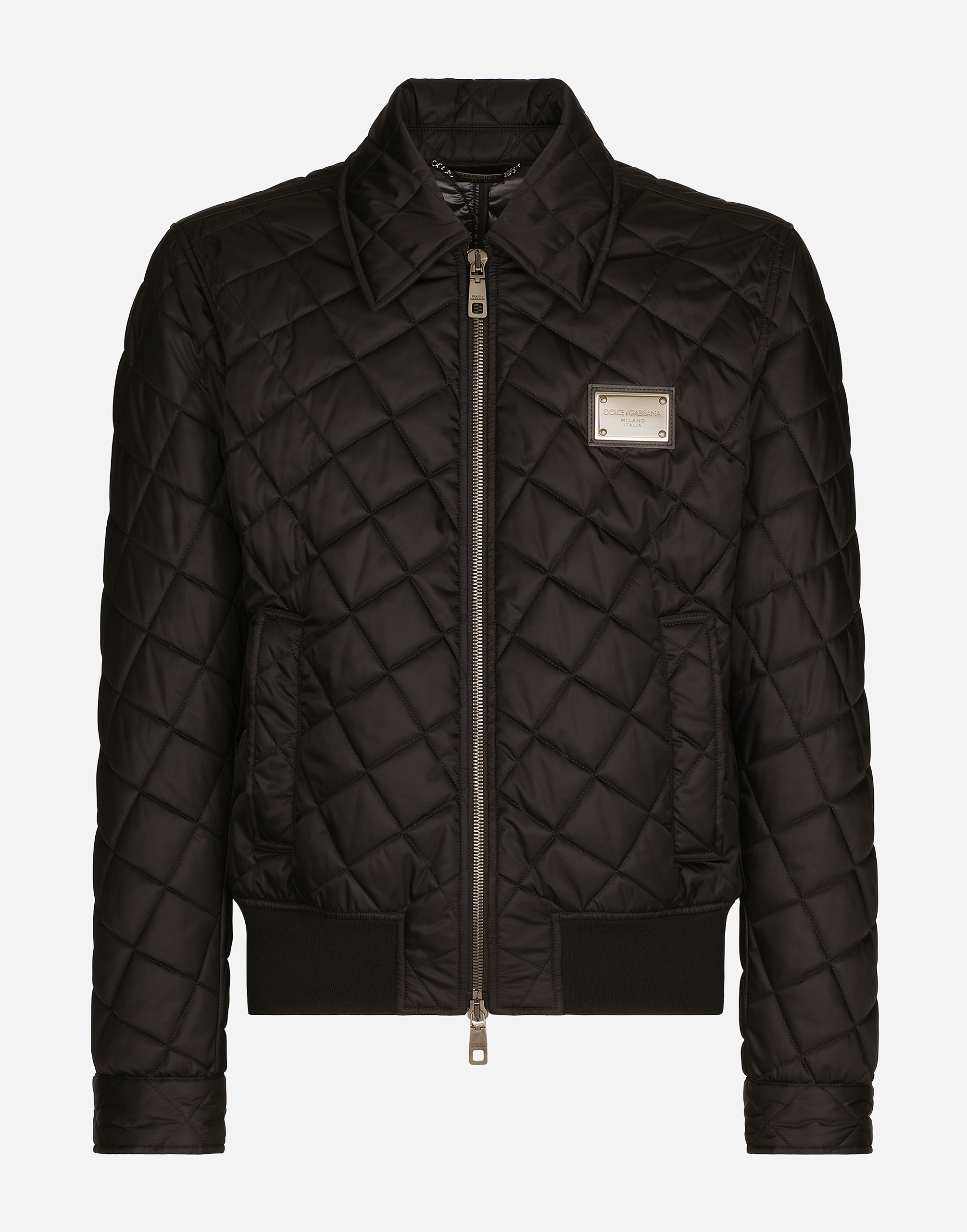 Quilted nylon jacket with tag in Multicolor