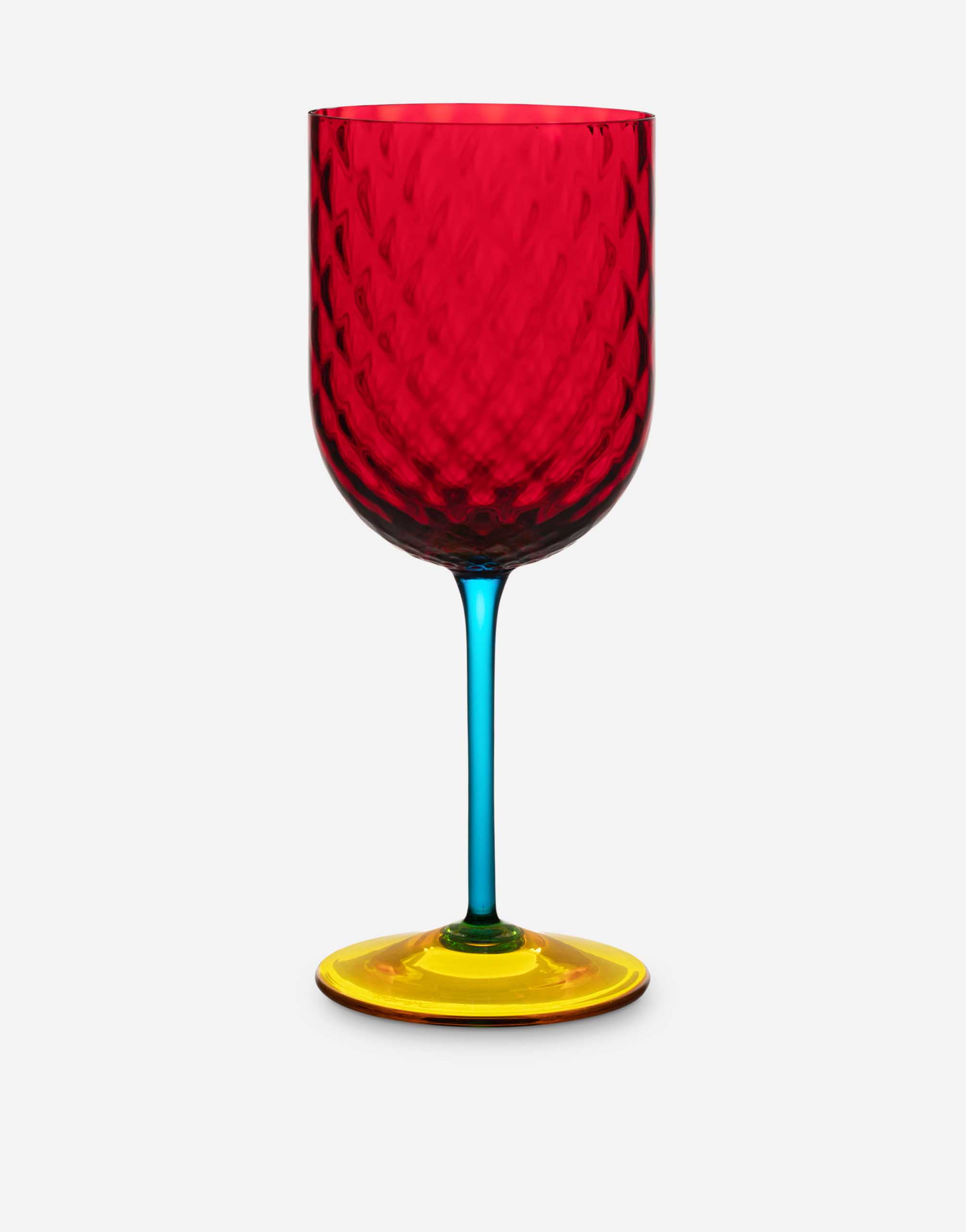 Hand-Blown Murano Red Wine Glass in Multicolor