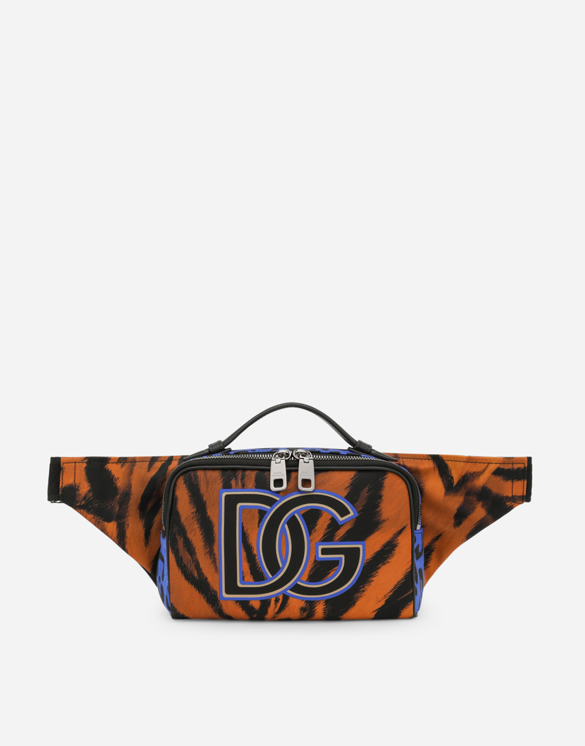Tiger-print nylon belt bag in Multicolor