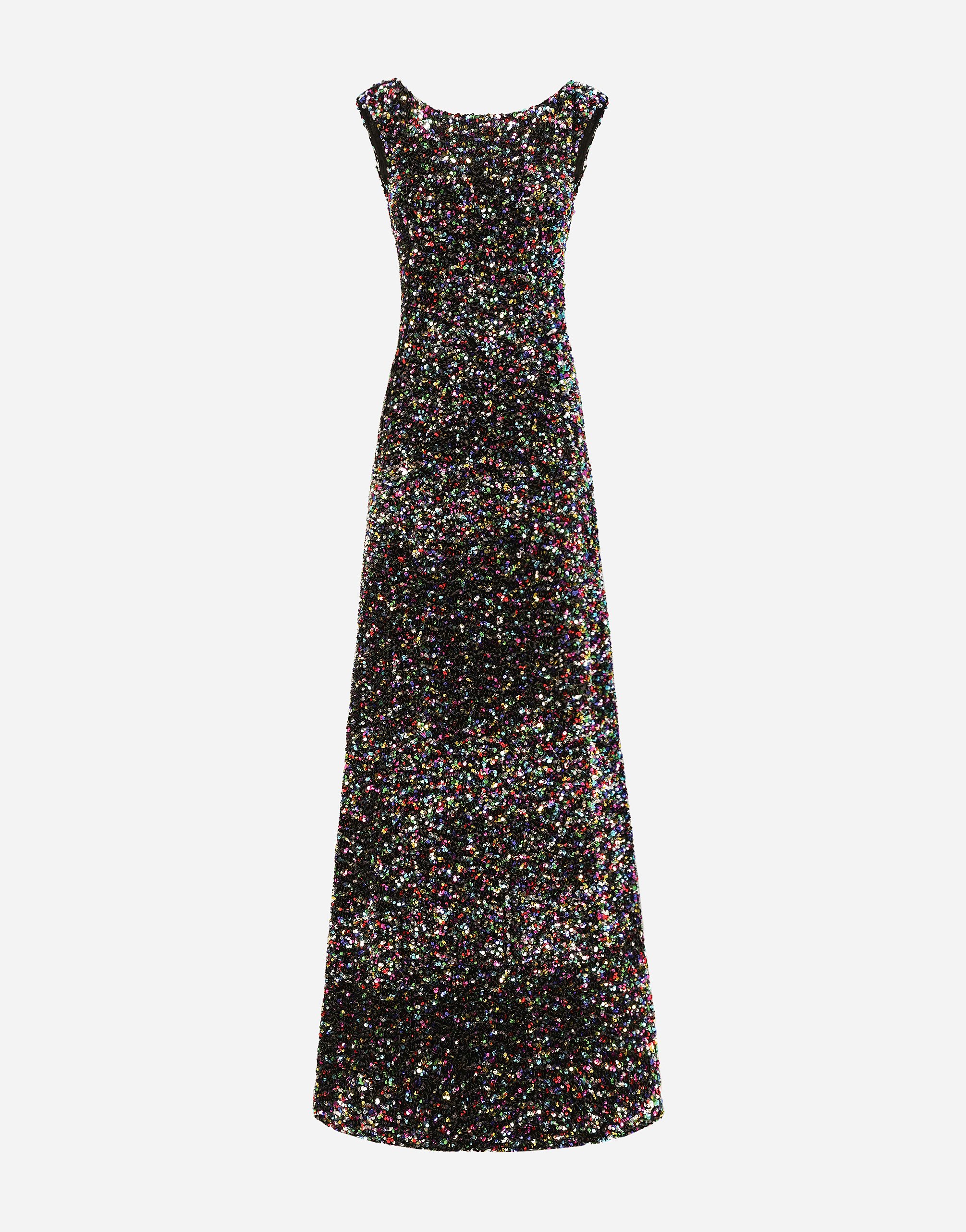 Long multi-colored sequined dress in Multicolor