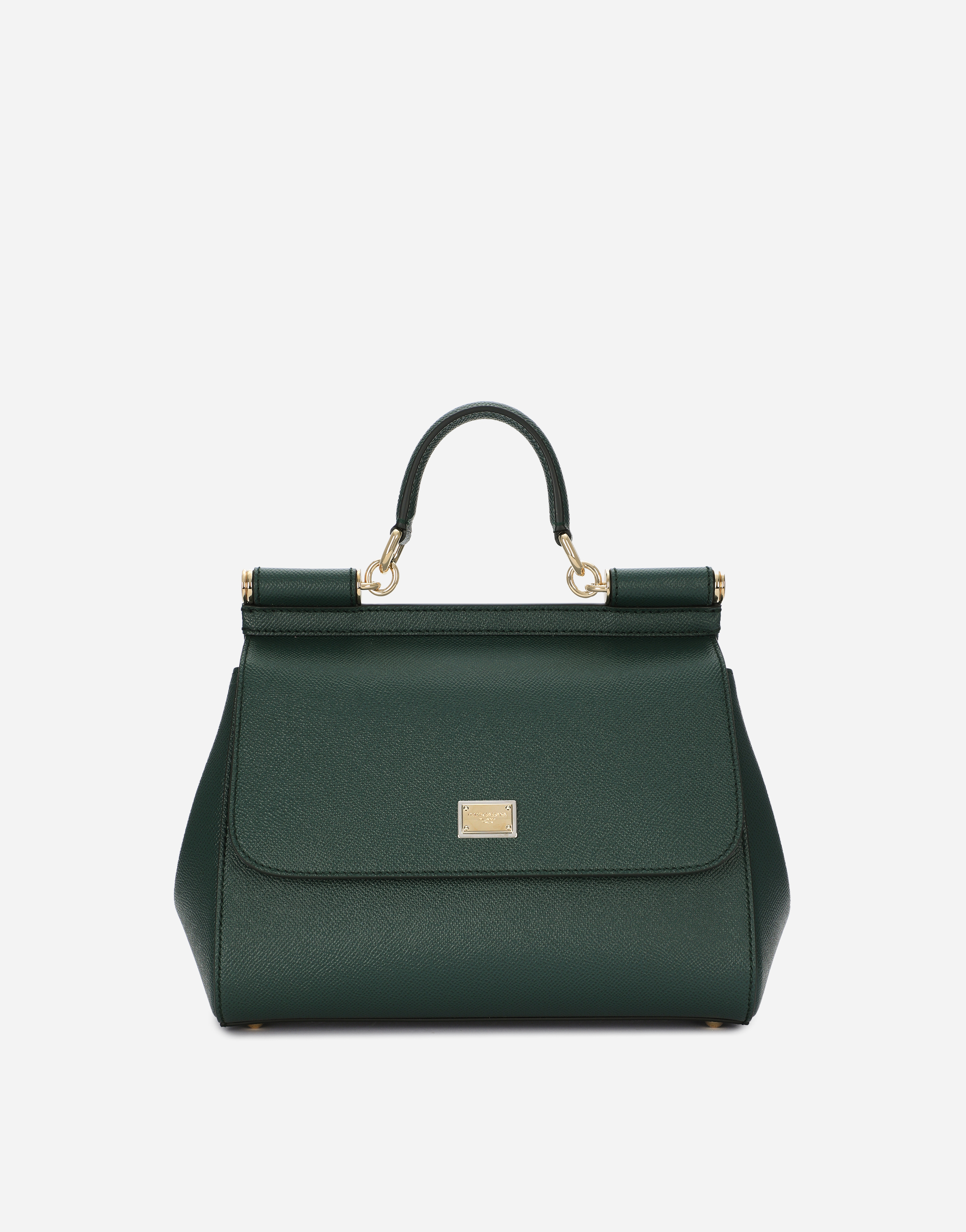 Medium Sicily handbag in dauphine leather  in Green