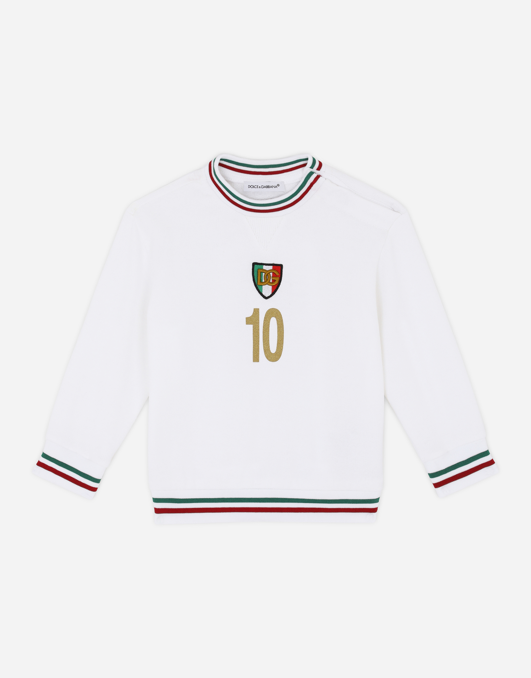 Jersey round-neck sweatshirt with Italy DG logo patch in White