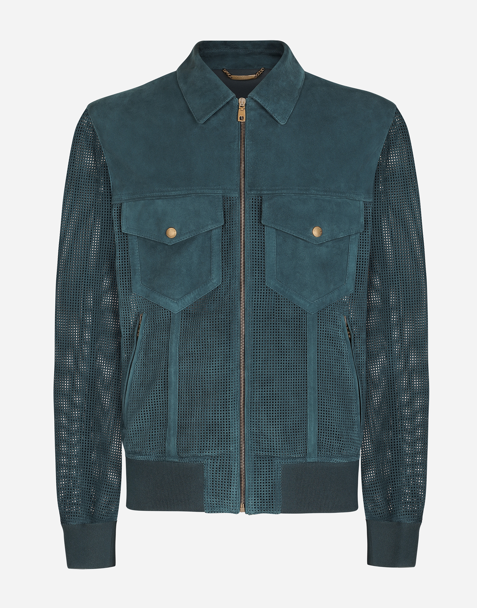 Perforated suede jacket in Blue