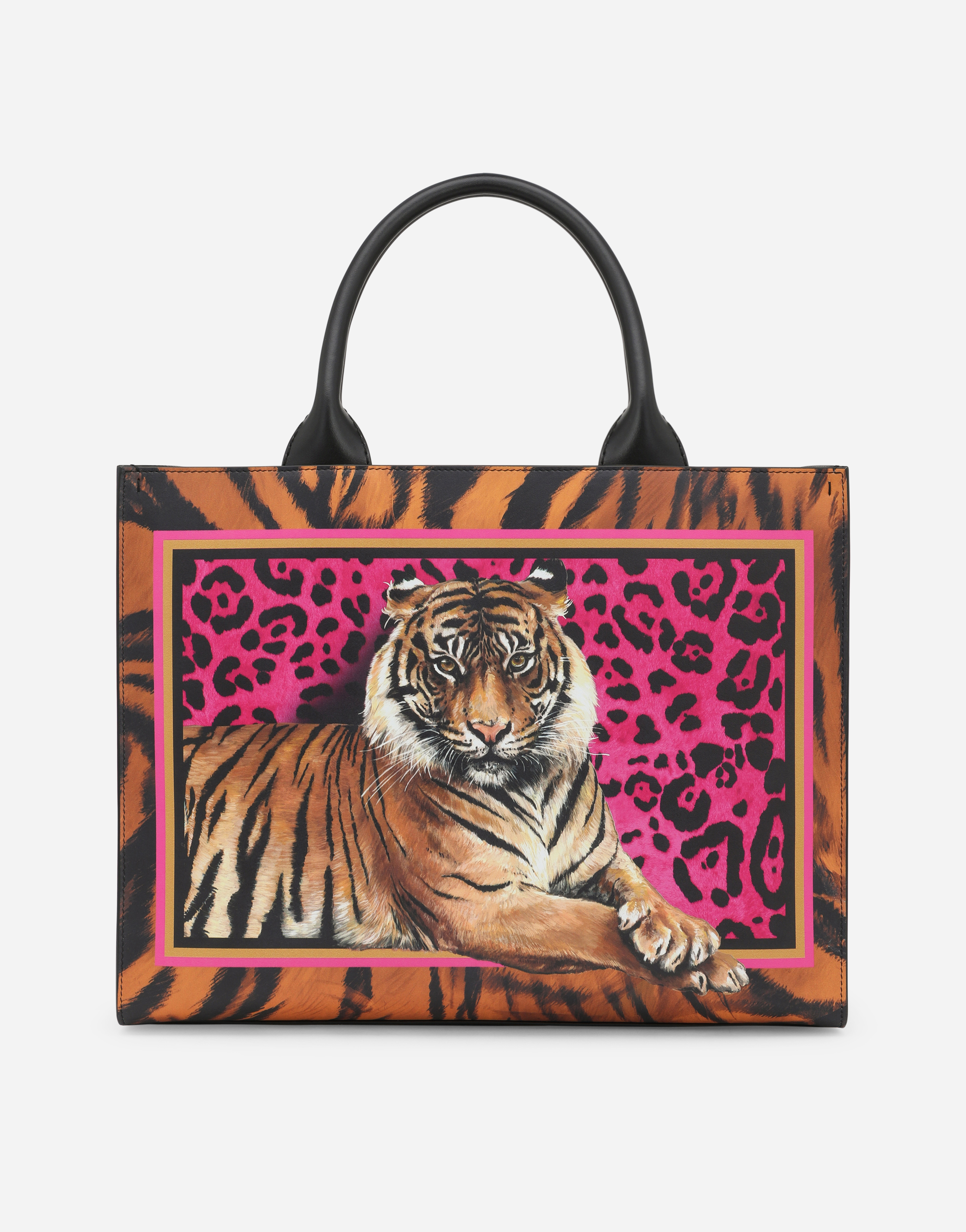 Small DG Daily tote bag with tiger print in Multicolor