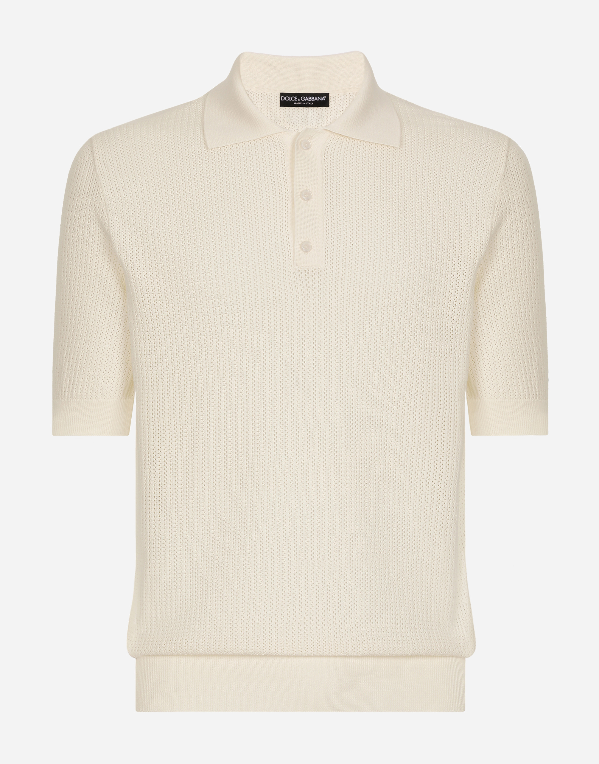 Cotton polo shirt with logo label in White