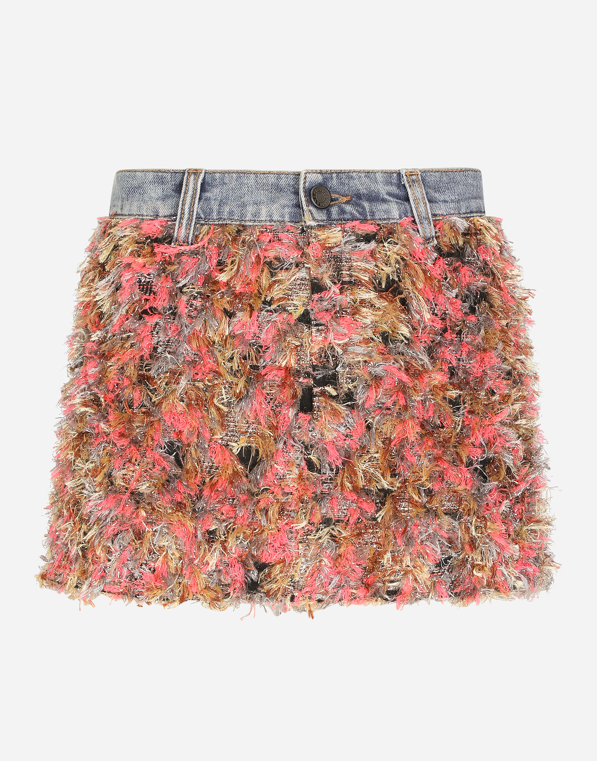 Fur-effect jacquard miniskirt in Multicolor