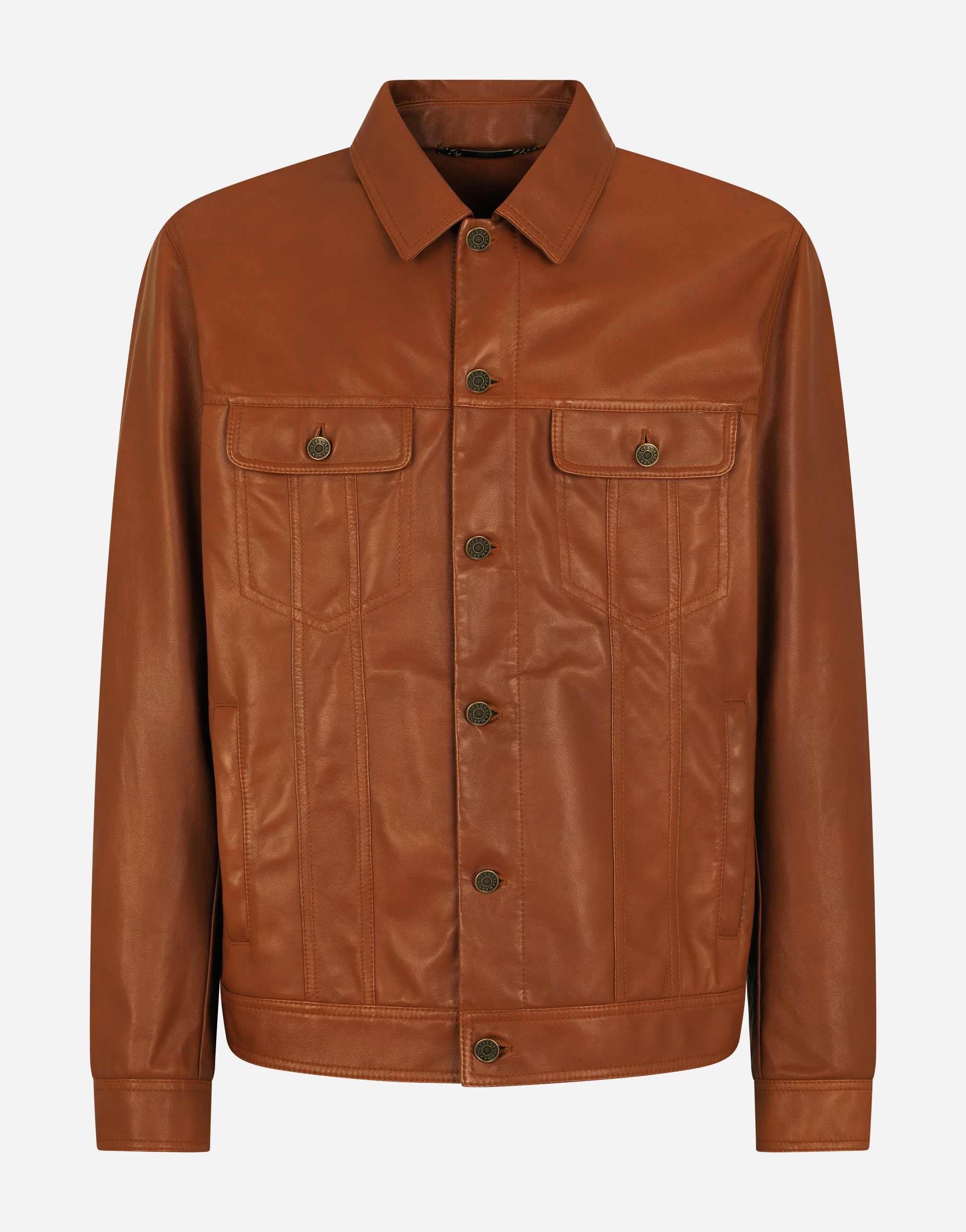 Leather denim-style jacket in Brown