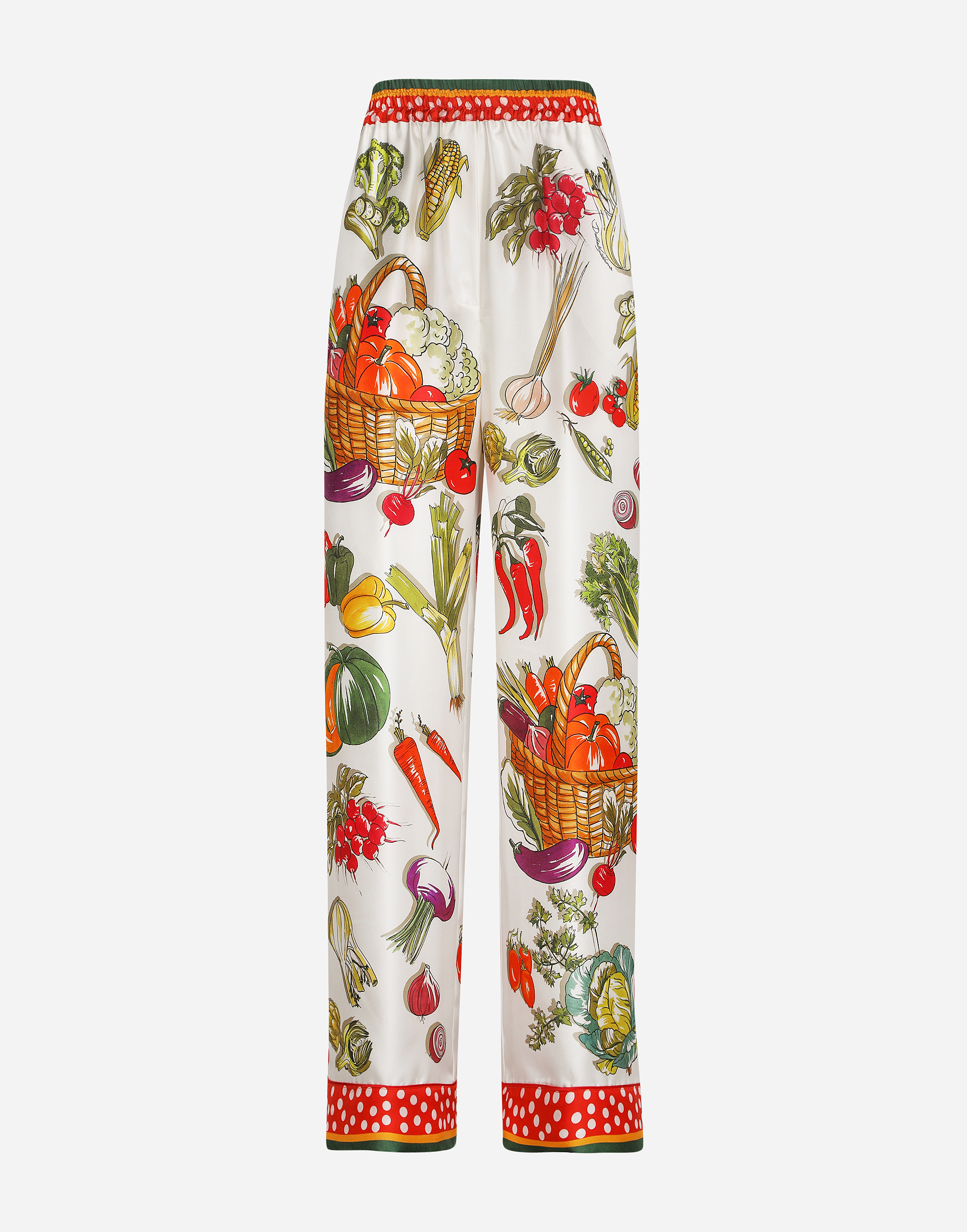 Vegetable-print twill pajama pants in Multicolor