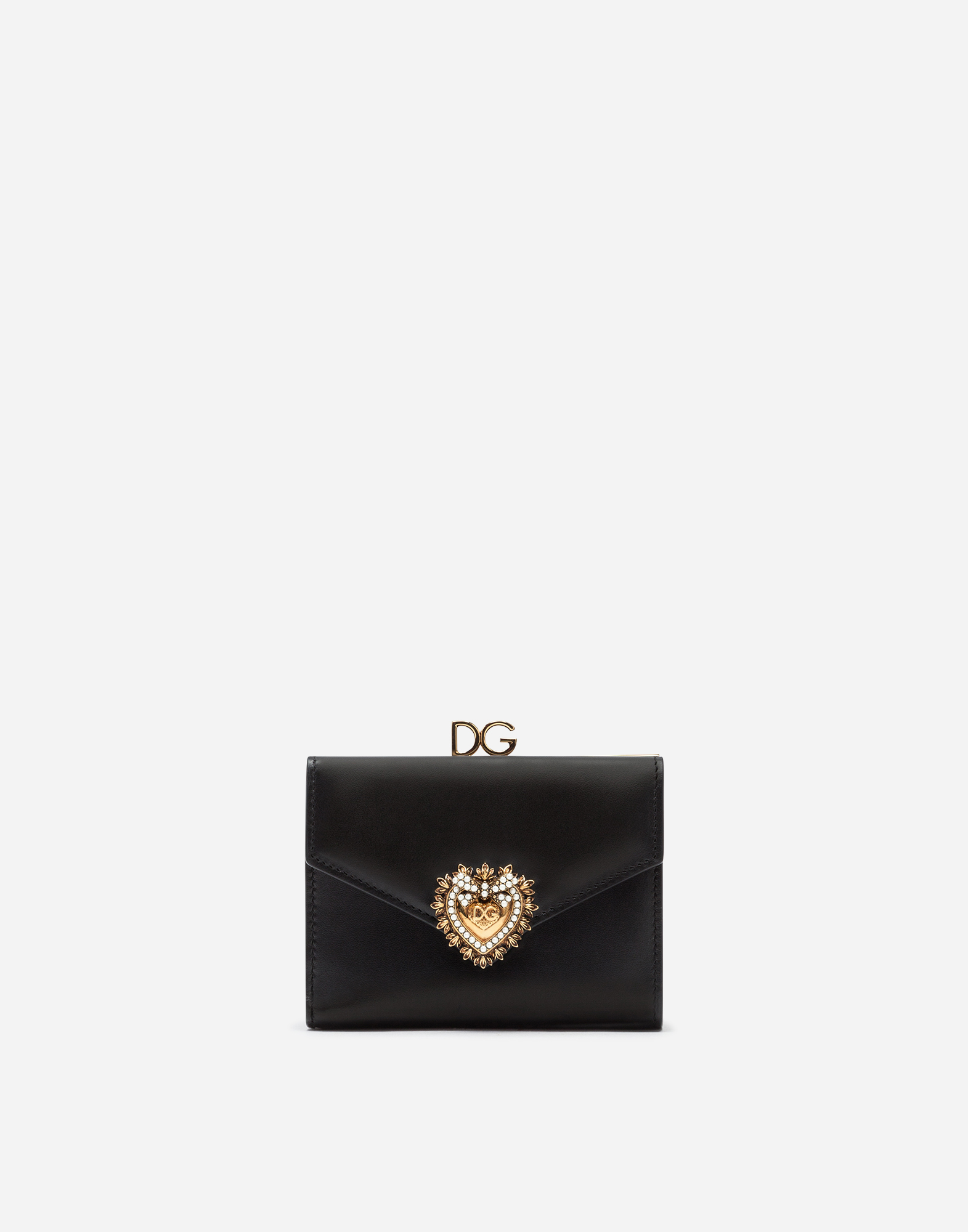 ブラックのウィメンズ DEVOTION フレンチフラップウォレット カーフスキン | Dolce&Gabbana®