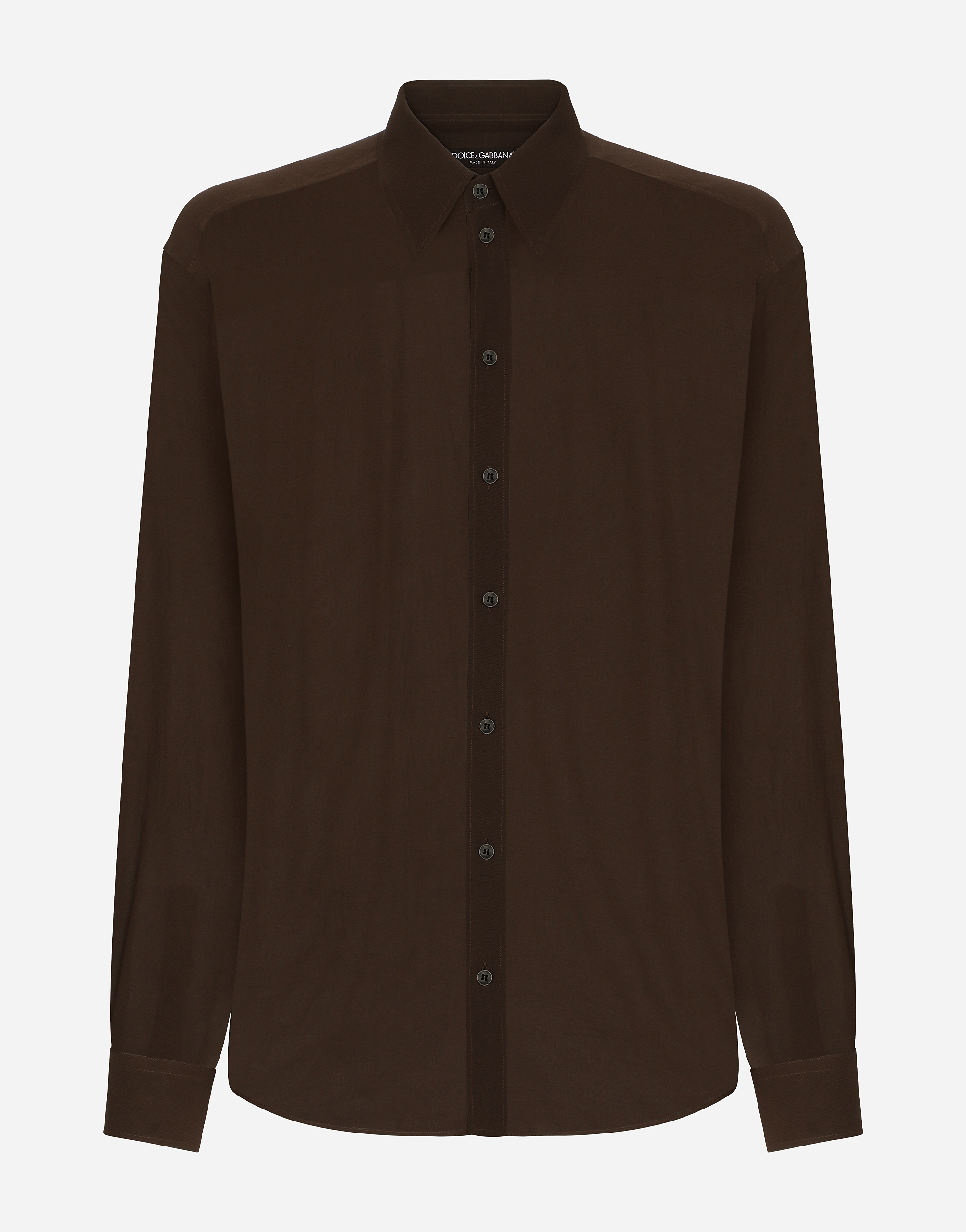 Oversize silk georgette shirt in Brown