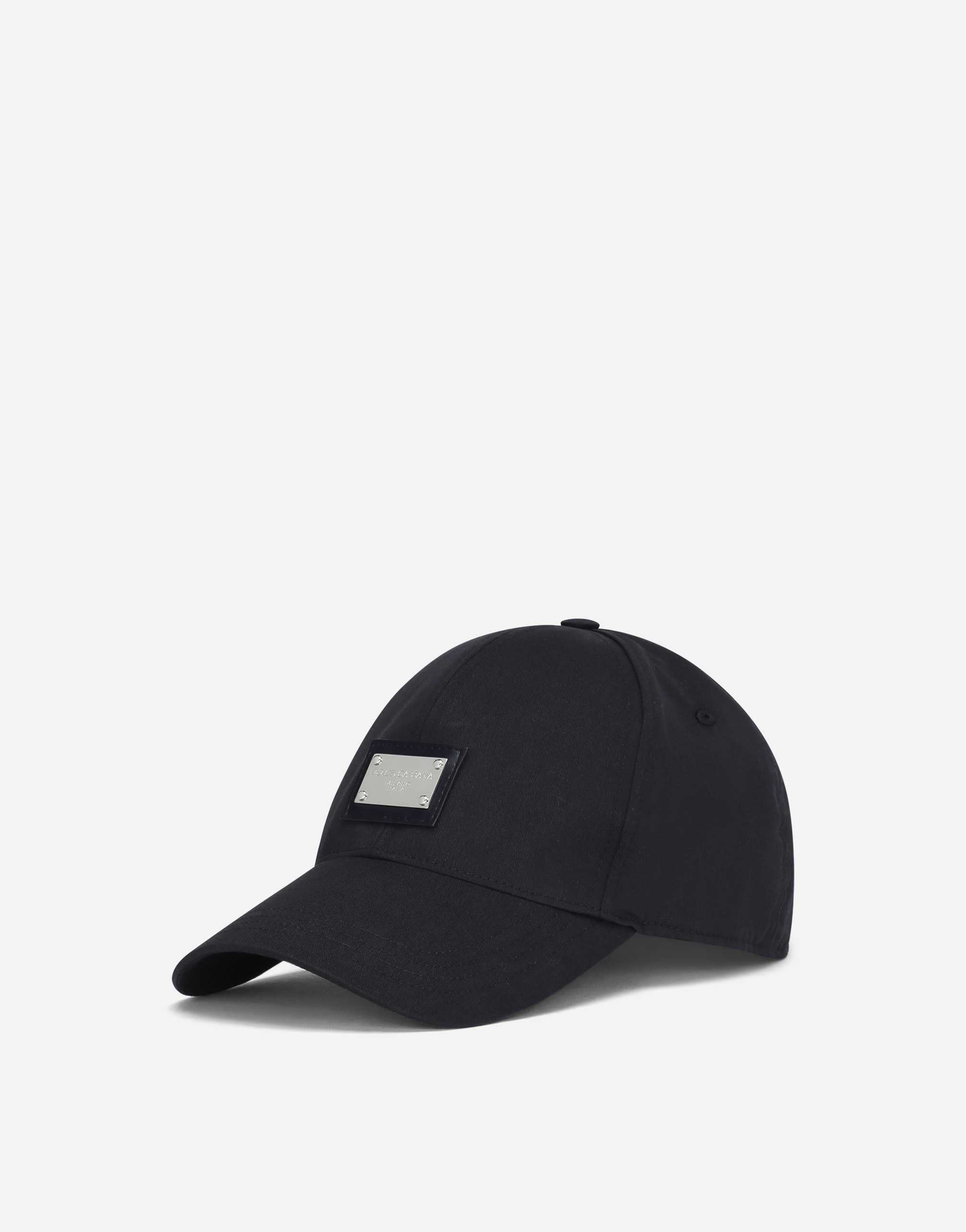 Cotton baseball cap with logo tag in Blue