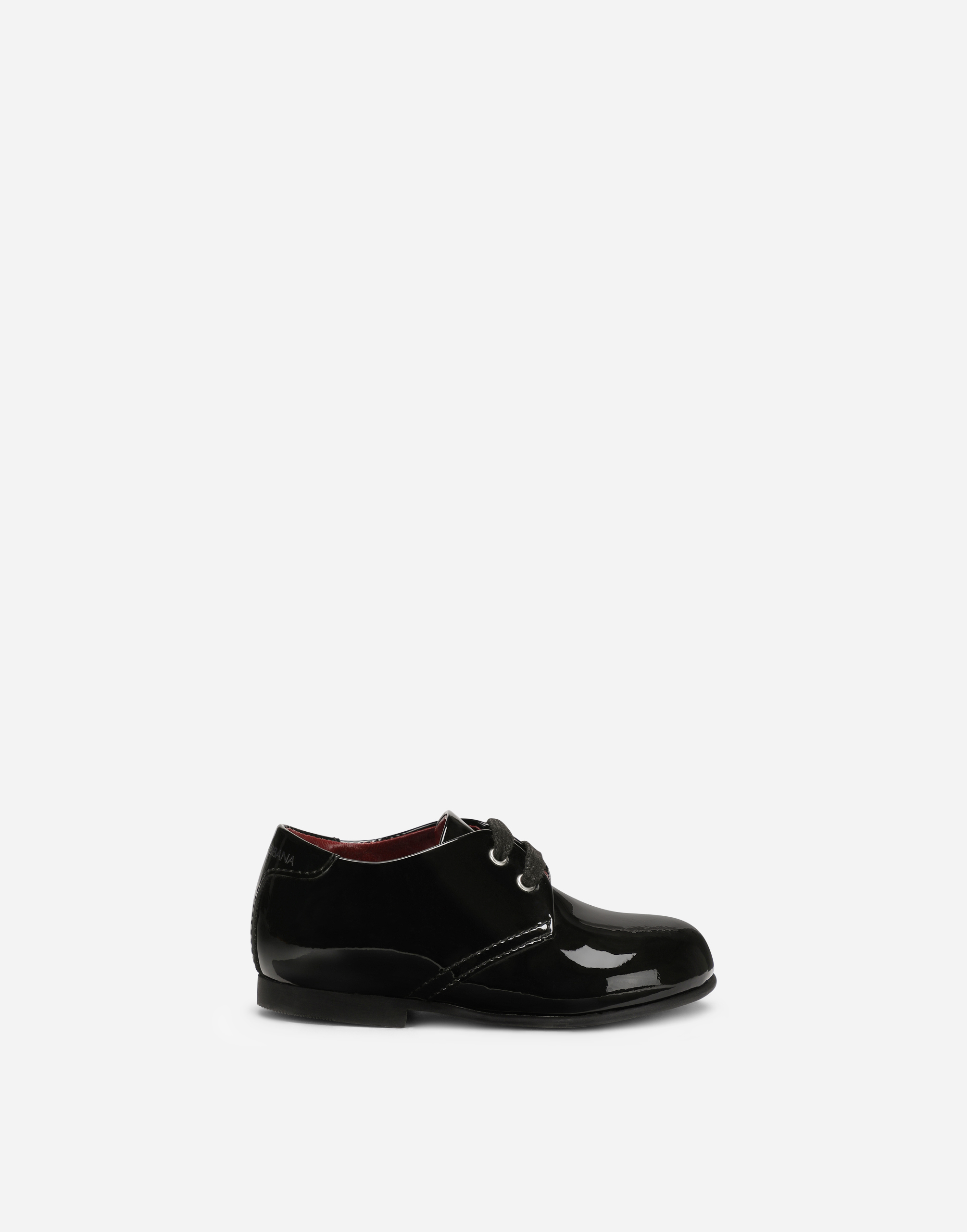 Patent leather derby shoes with logo in Black